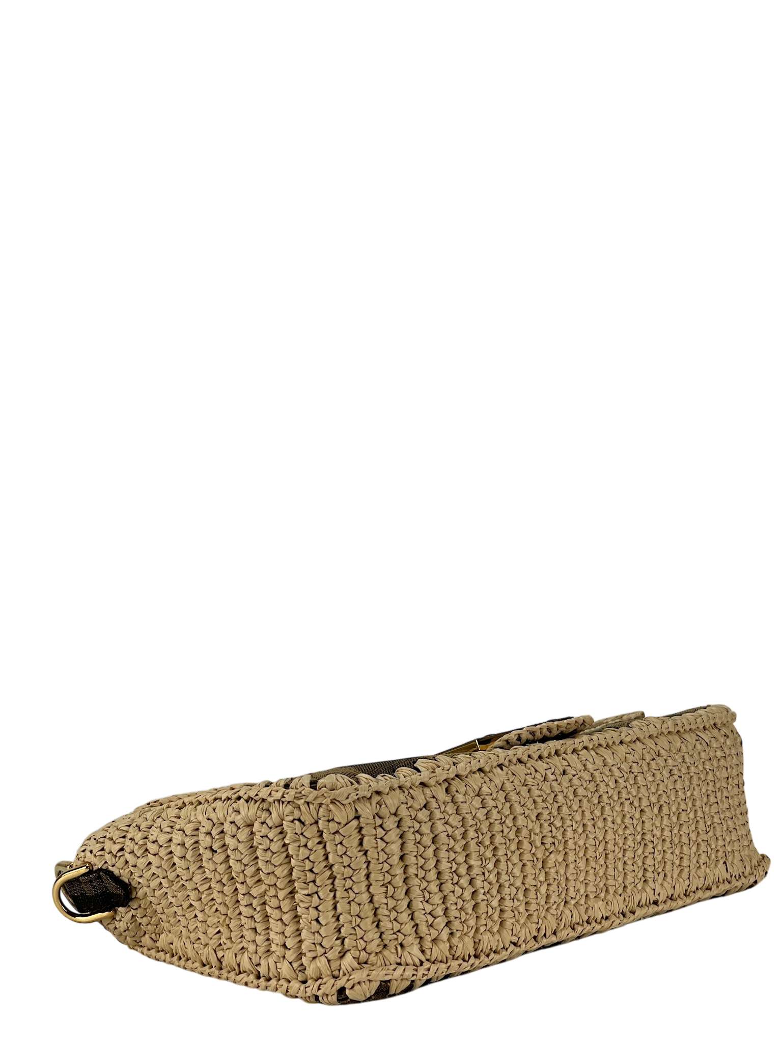 FENDI - Zucca Pecan Canvas Raffia Mamma Bucket 2Way Bag