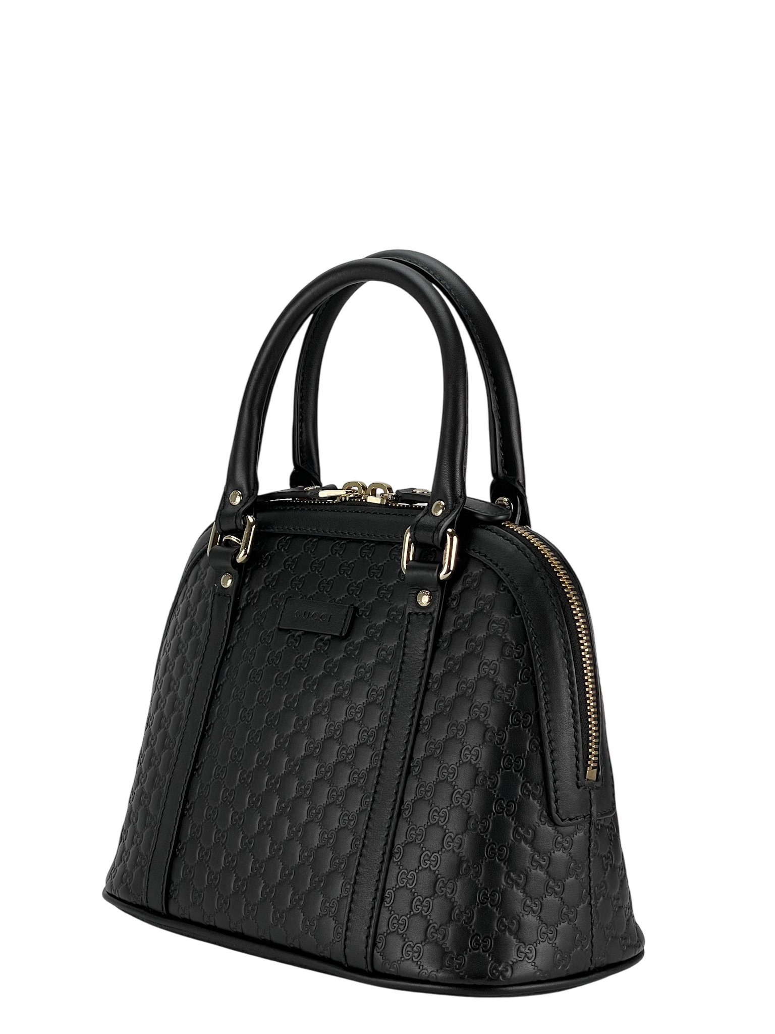 GUCCI - Black Calfskin Micro Guccissima Leather Dome Bag