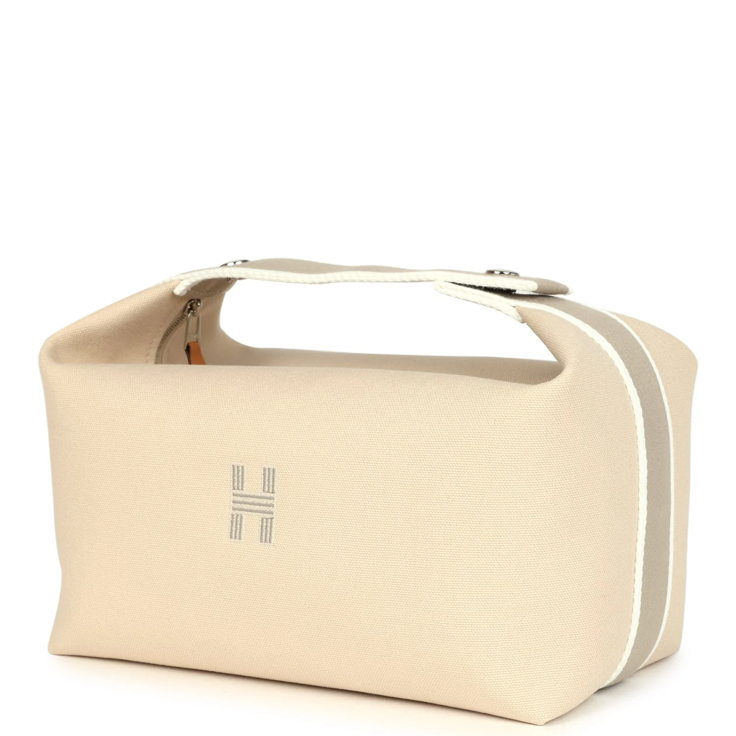 Hermes Bride-A-Brac Case GM Neutral Toile Canvas Palladium Hardware