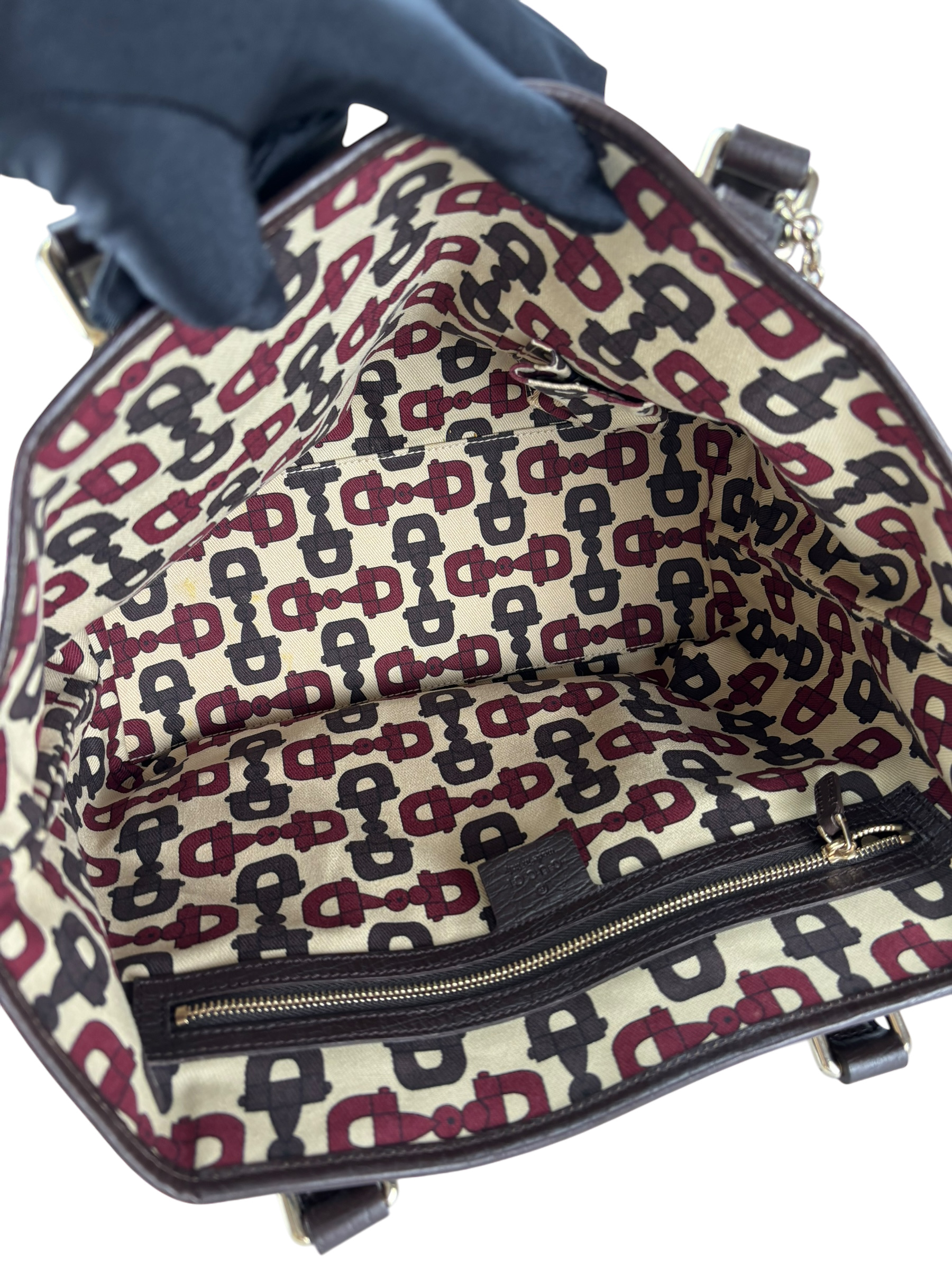 GUCCI - Sherry Line Khaki Beige Brown Canvas Tote Bag Shoulder Bag