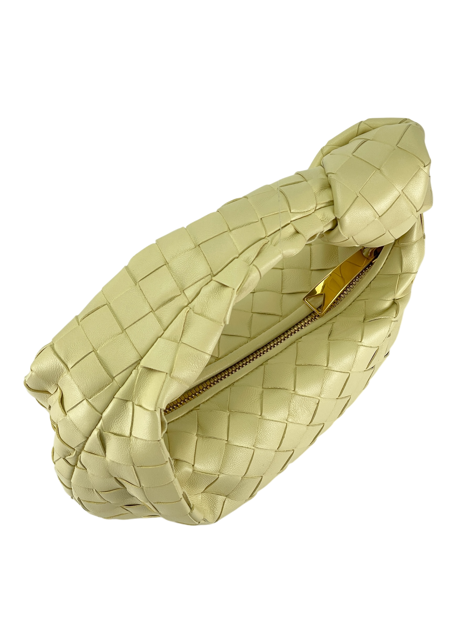 BOTTEGA VENETA - Light Yellow Lambskin Nappa Intrecciato Mini Jodie Handbag