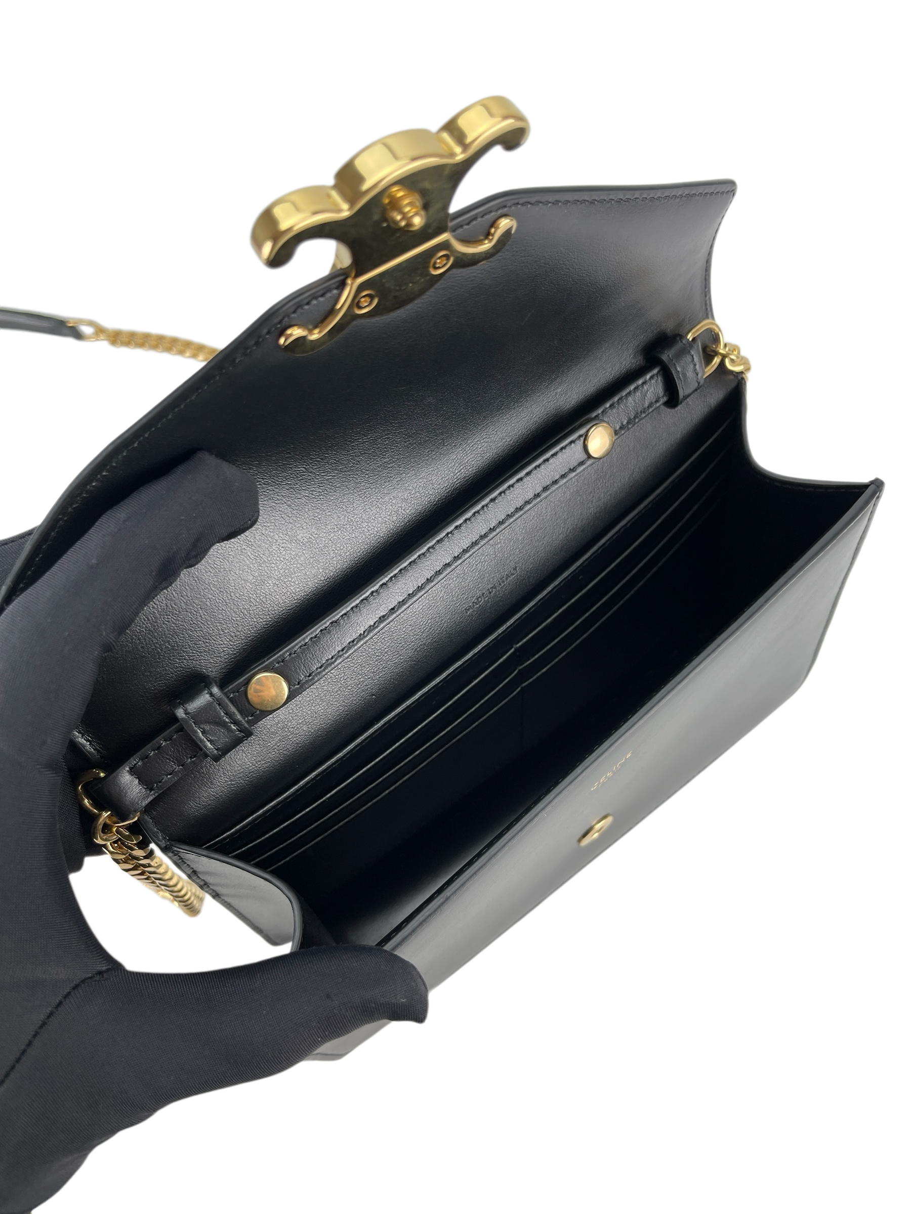 CELINE - Black Calfskin Crossbody Bag Teen Triomphe