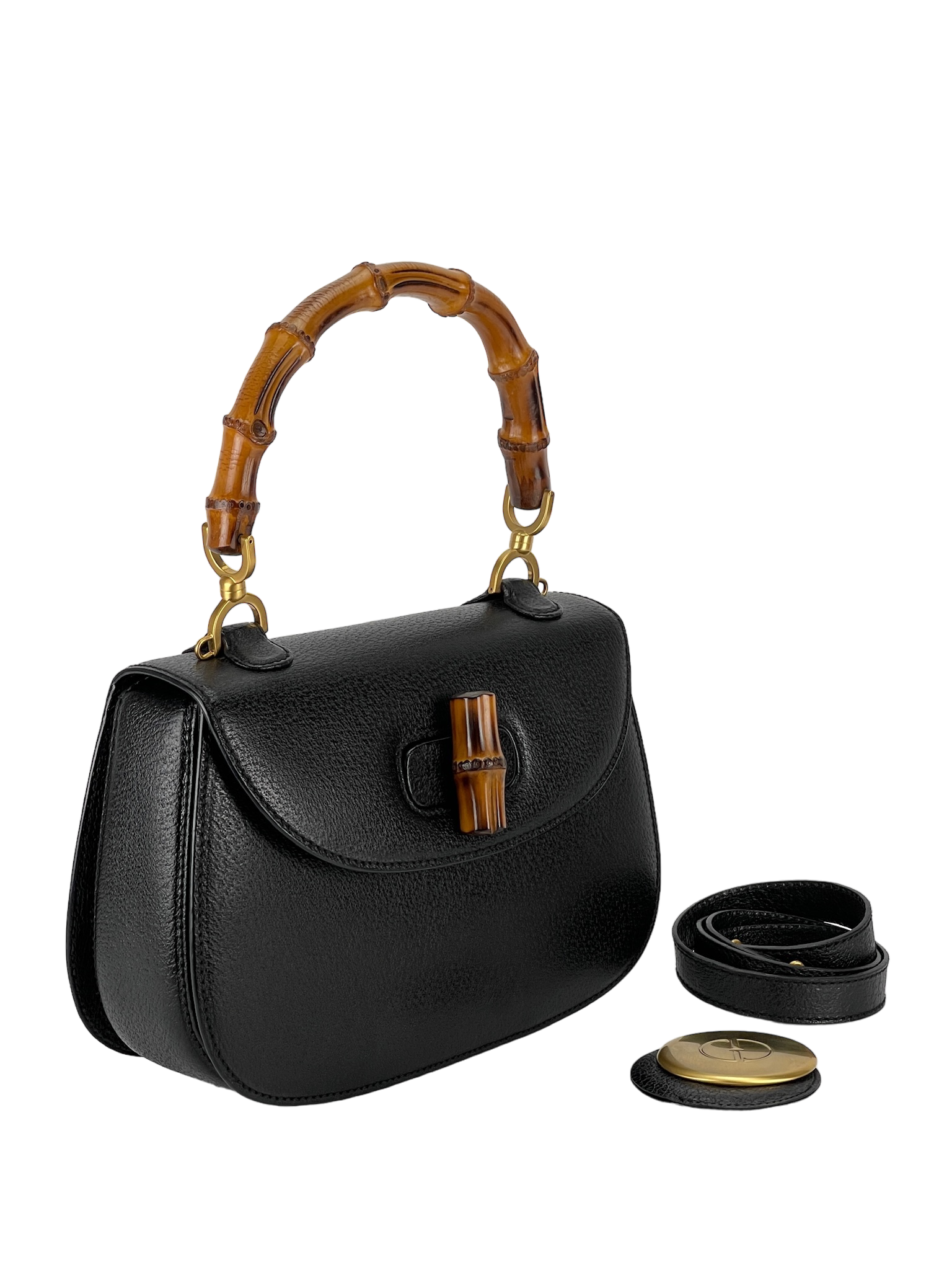 GUCCI - 2way Middle Leather Bamboo Handbag