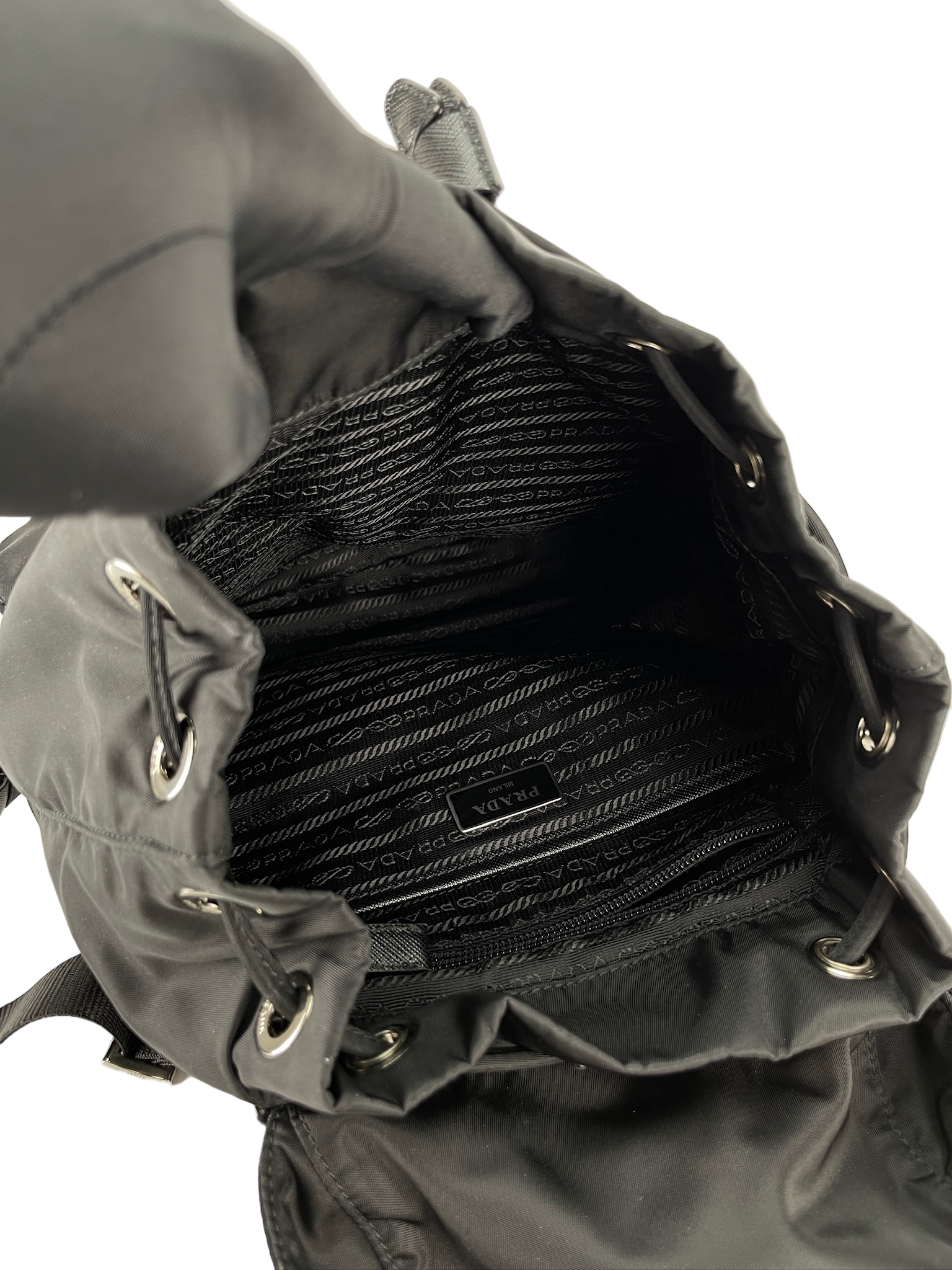 PRADA - Black Re-Nylon Backbag Small