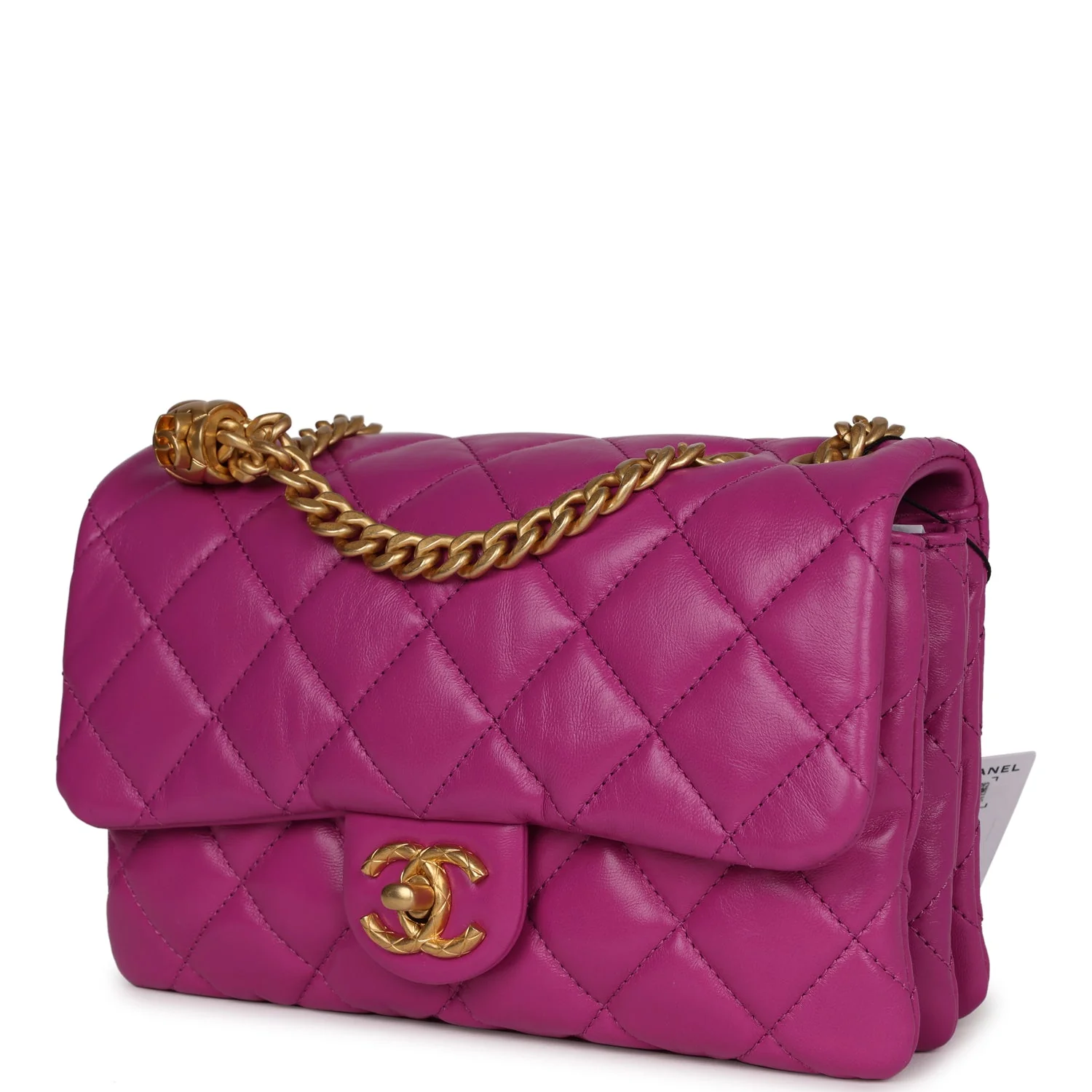 Chanel Small Crush Flap Bag Purple Shiny Aged Calfskin Brushed Gold Hardware