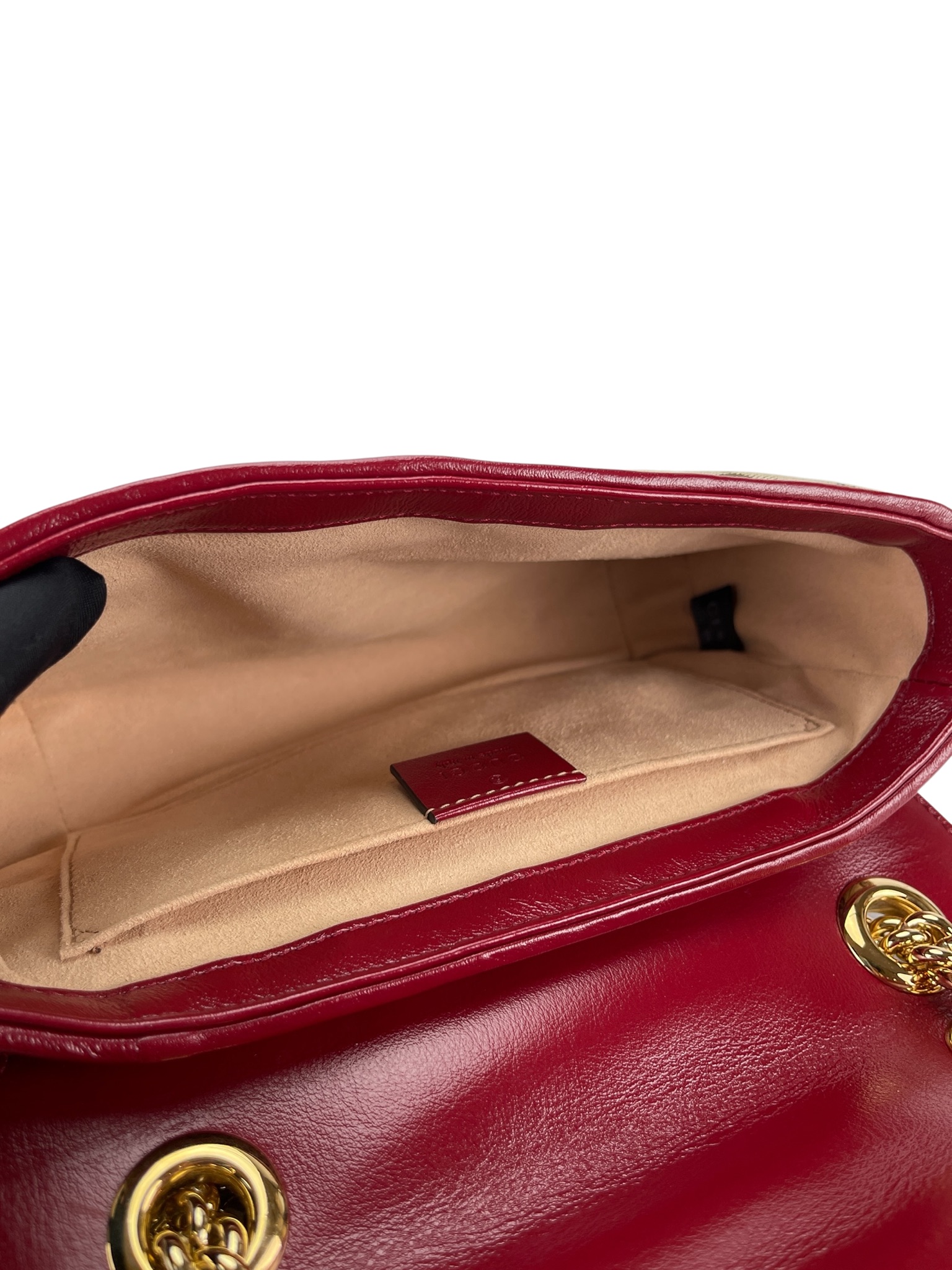 GUCCI - Small Beige Red GG Marmont Shoulder Bag