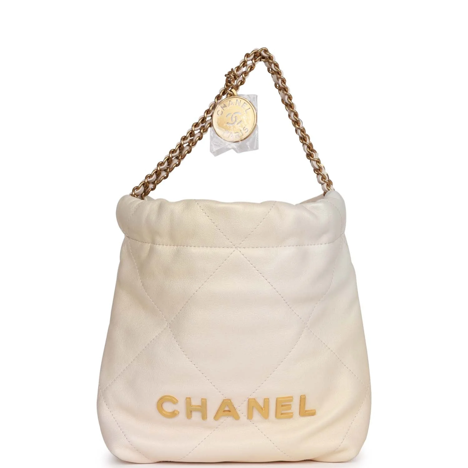 Chanel Mini 22 Bag Champagne Iridescent Calfskin Gold Hardware