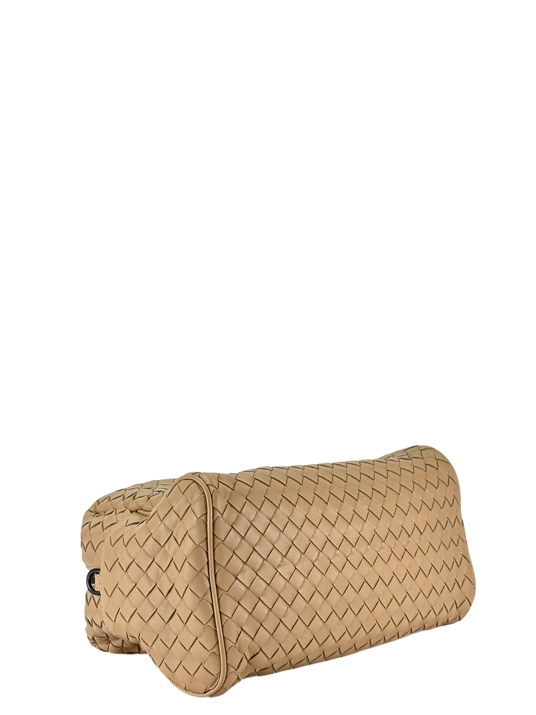 BOTTEGA VENETA - Beige Veneta Intrecciato Leather Boston Bag