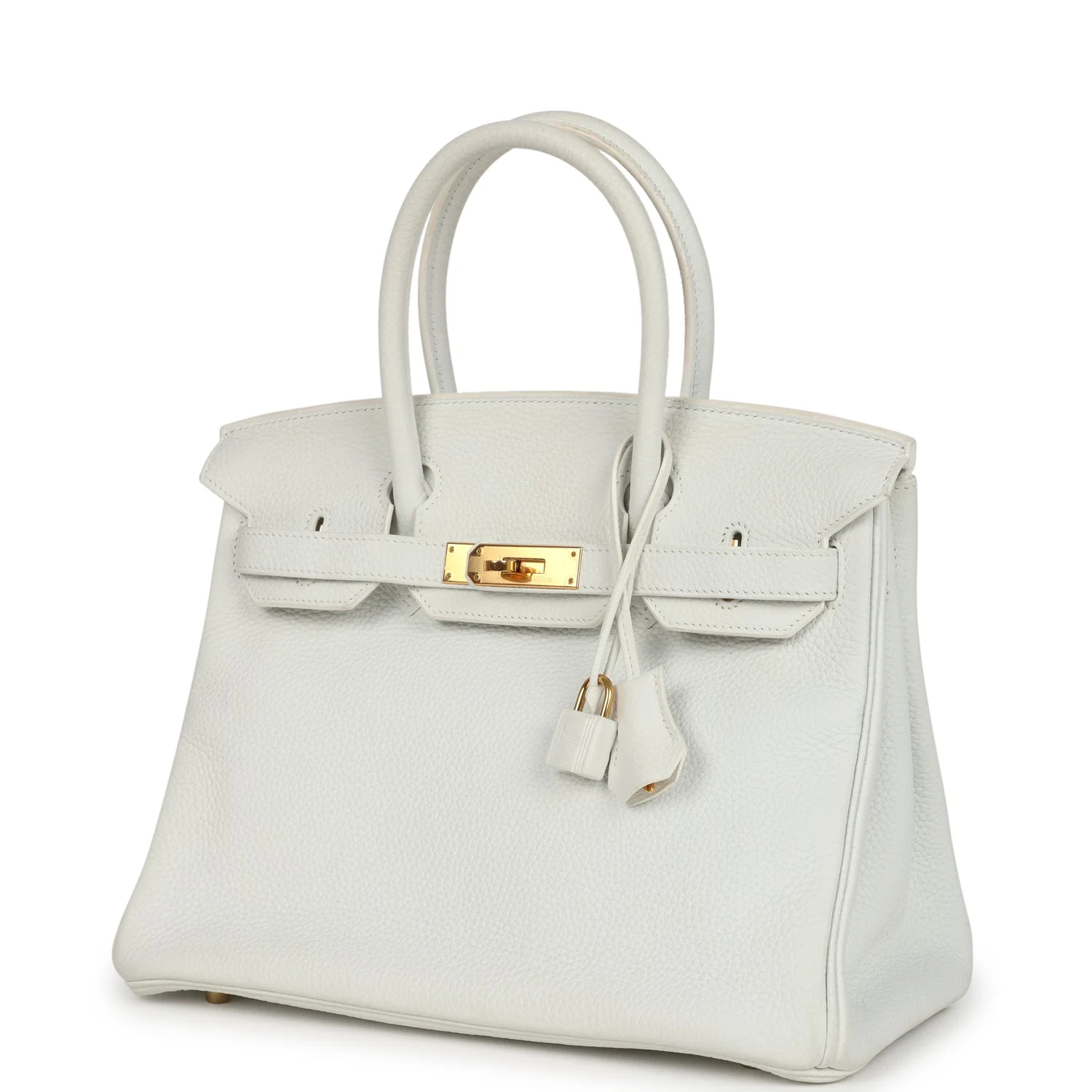 Pre-owned Hermès Birkin 30 White Clemence Gold Hardware