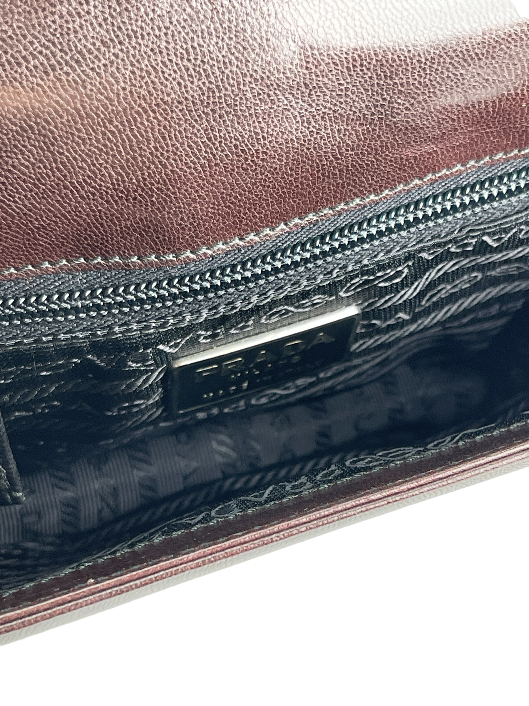 PRADA - Brown Leather Madras Swing Bag