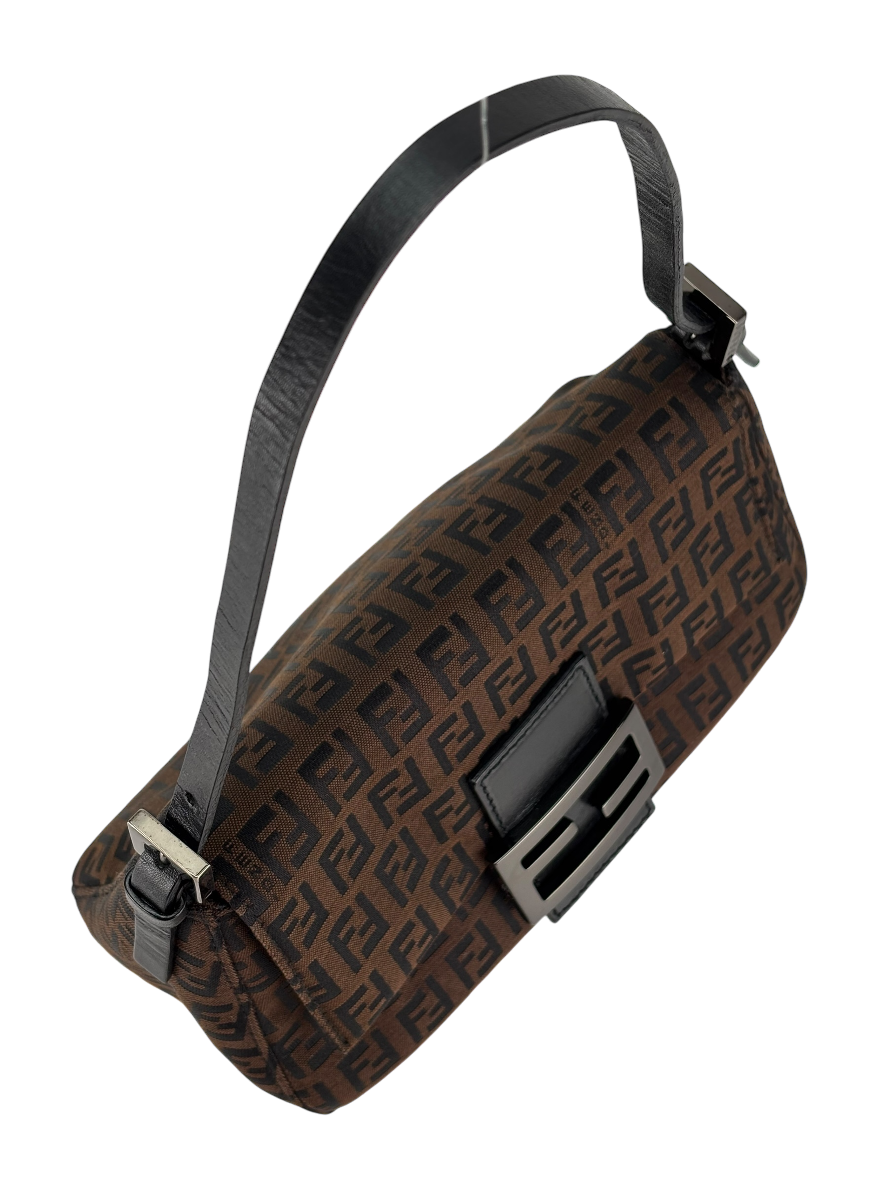 FENDI - Brown Zucca Canvas Leather Shoulder Bag