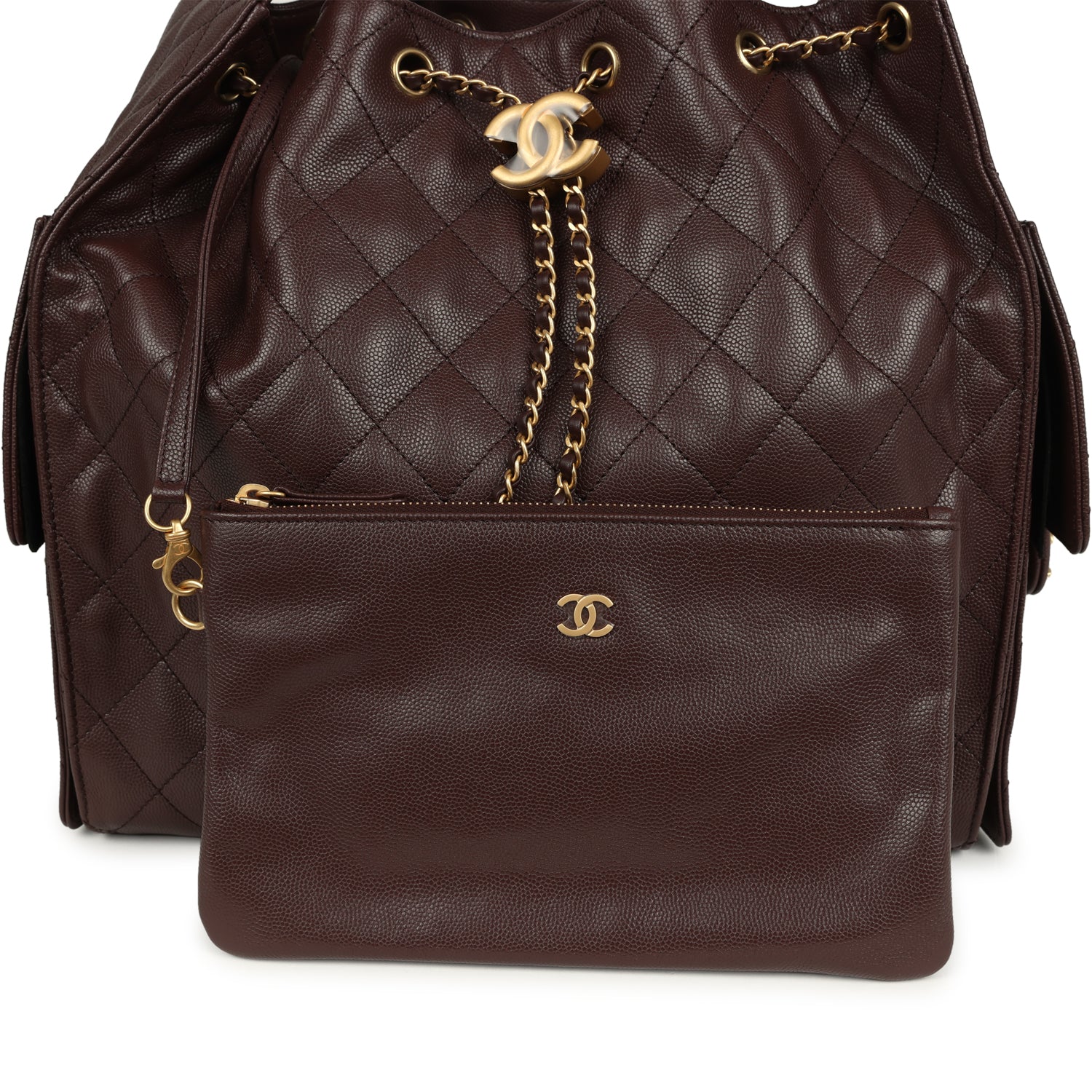 Chanel Medium 25 Hobo Bag Dark Brown Caviar Antique Gold Hardware