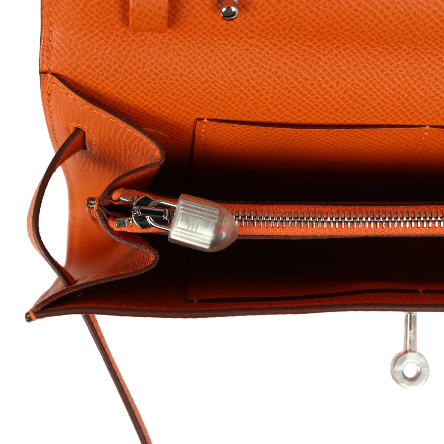 Hermes Kelly Wallet To Go Orange Epsom Palladium Hardware