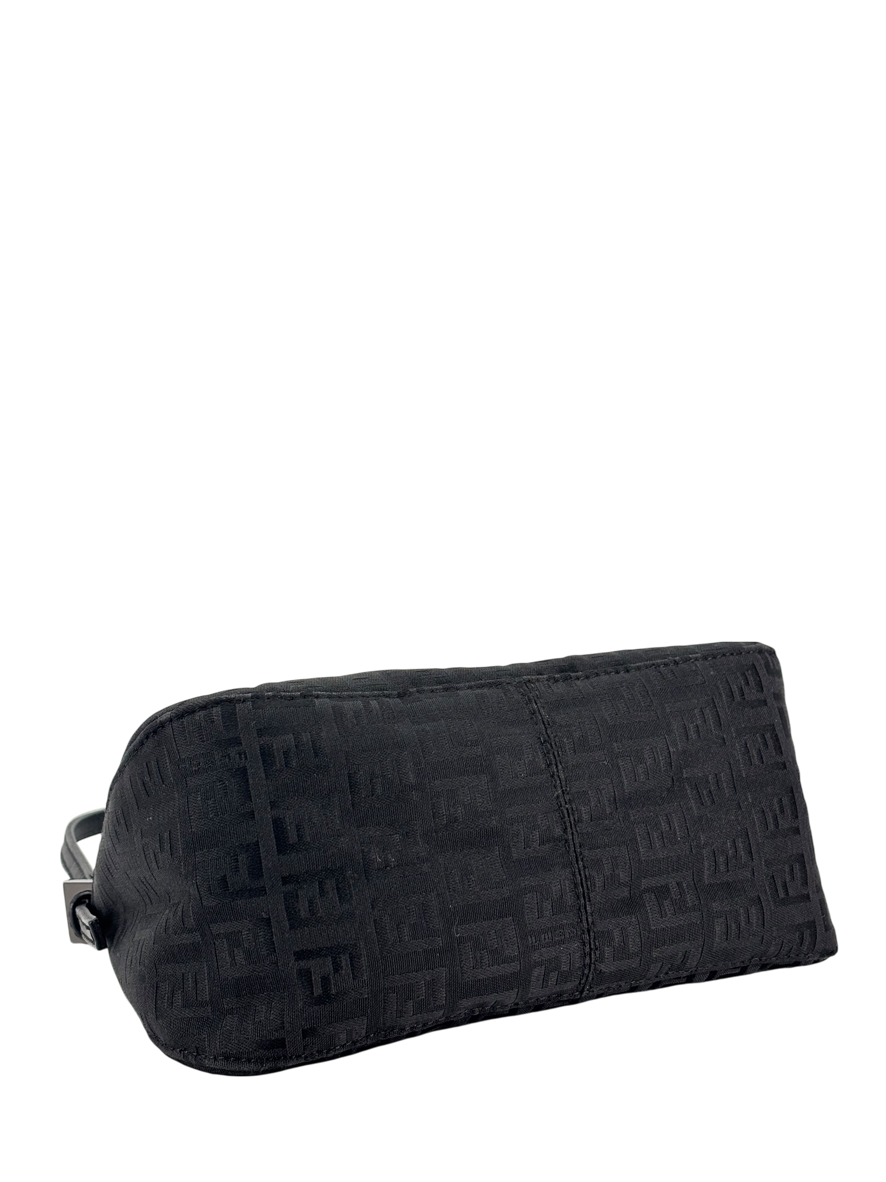 FENDI - Black Canvas Mamma Baguette Handbag Silver Hardware