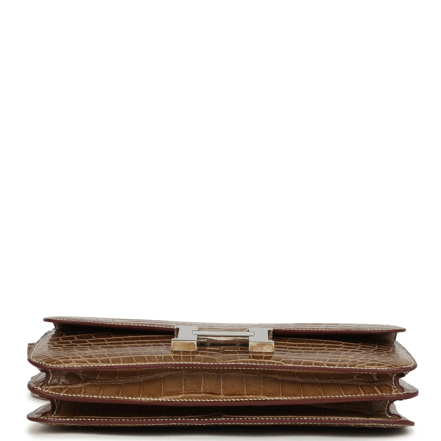 Pre-owned Hermes Constance Elan Ficelle Shiny Niloticus Crocodile Palladium Hardware