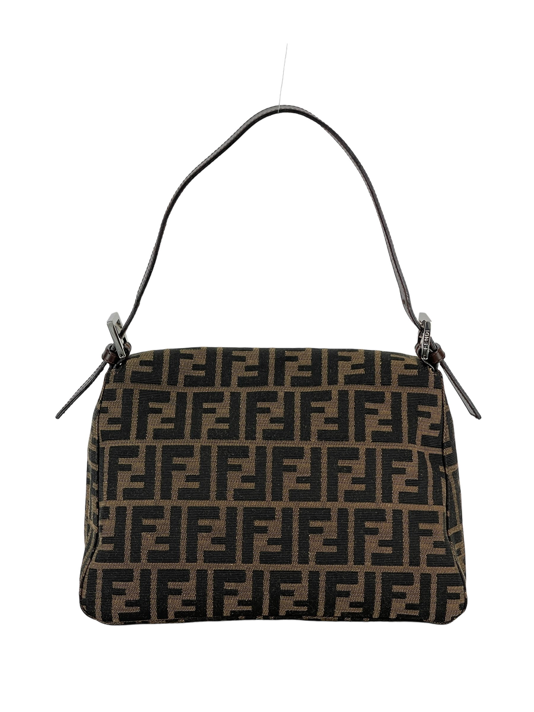 FENDI - Brown Zucca Mamma Baguette Handbag Silver Hardware