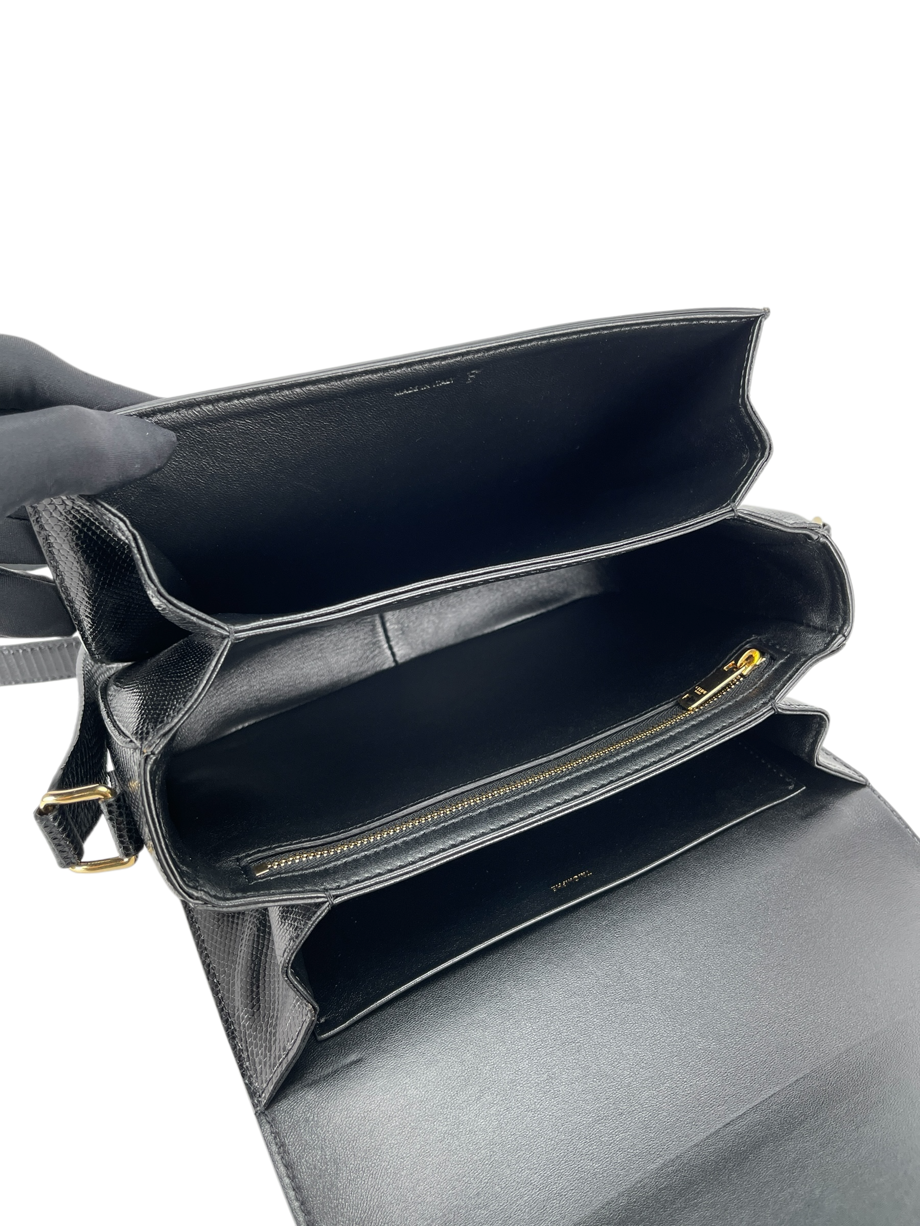 CELINE - Lizard Medium Triomphe Black