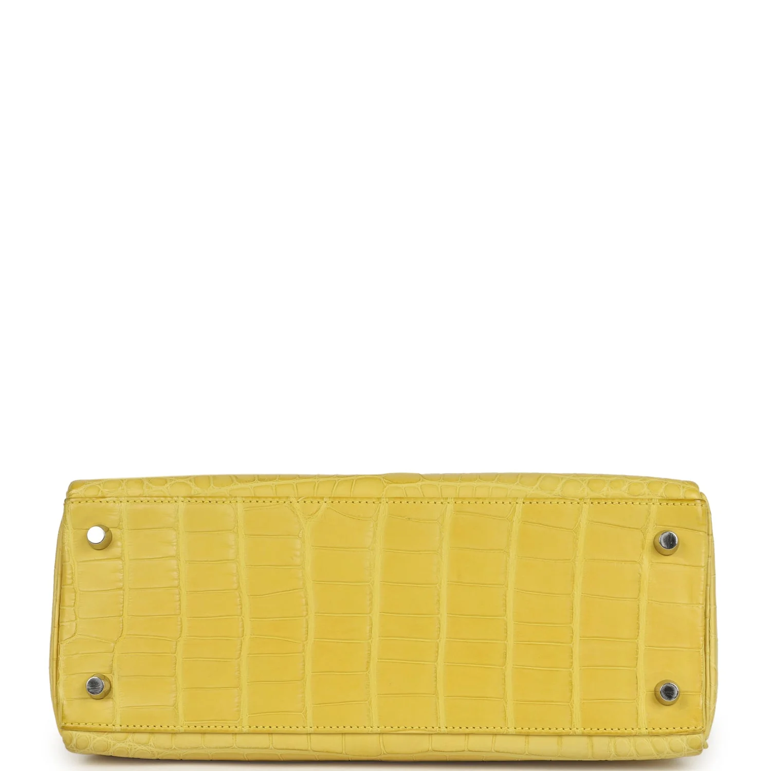 Pre-owned Hermes Kelly Retourne 28 Mimosa Matte Alligator Mississippiensis Palladium Hardware