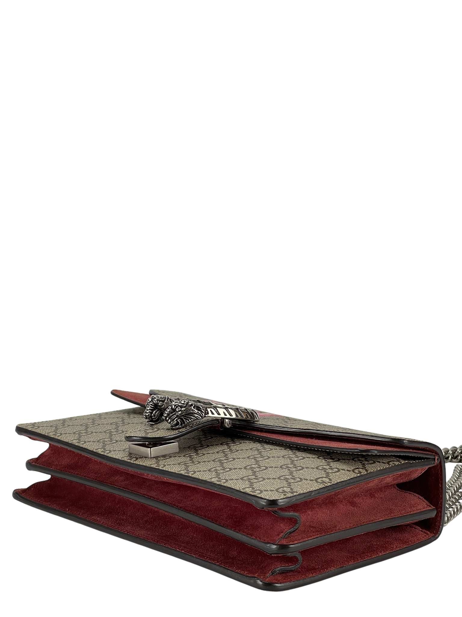 GUCCI - GG Supreme Canvas And Red Suede Blooms Dionysus Shoulder Bag