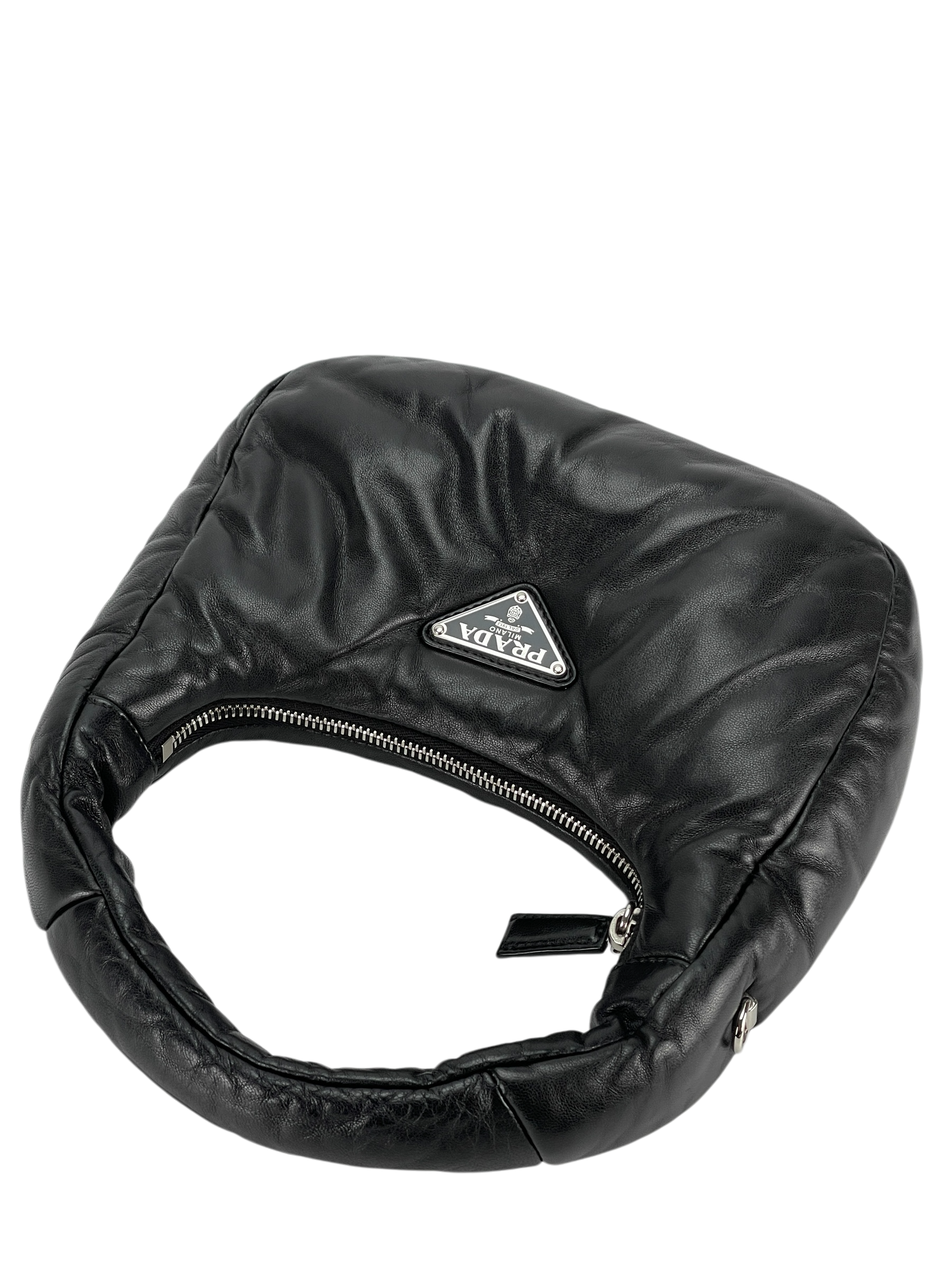 PRADA - Mini Soft Padded Nappa Black Leather