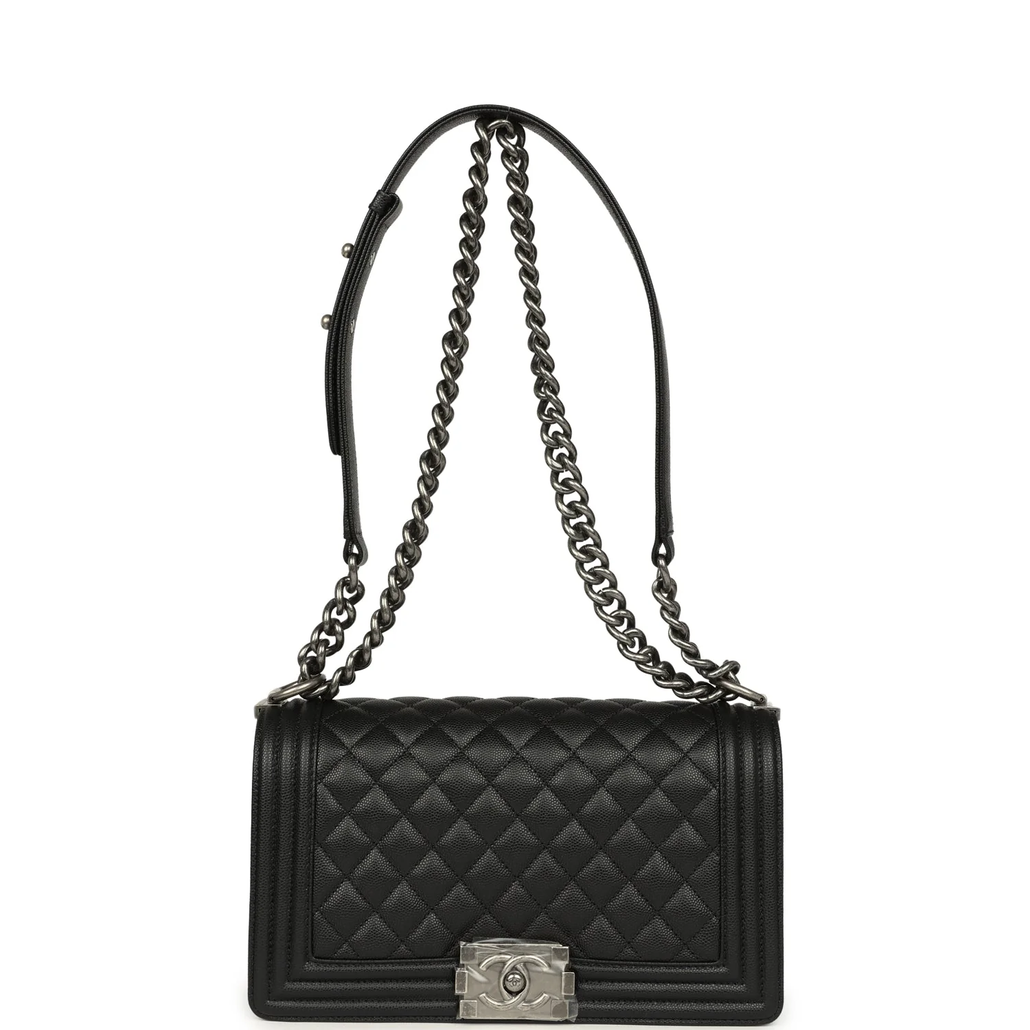 Chanel Medium Boy Bag Black Caviar Aged Ruthenium Hardware