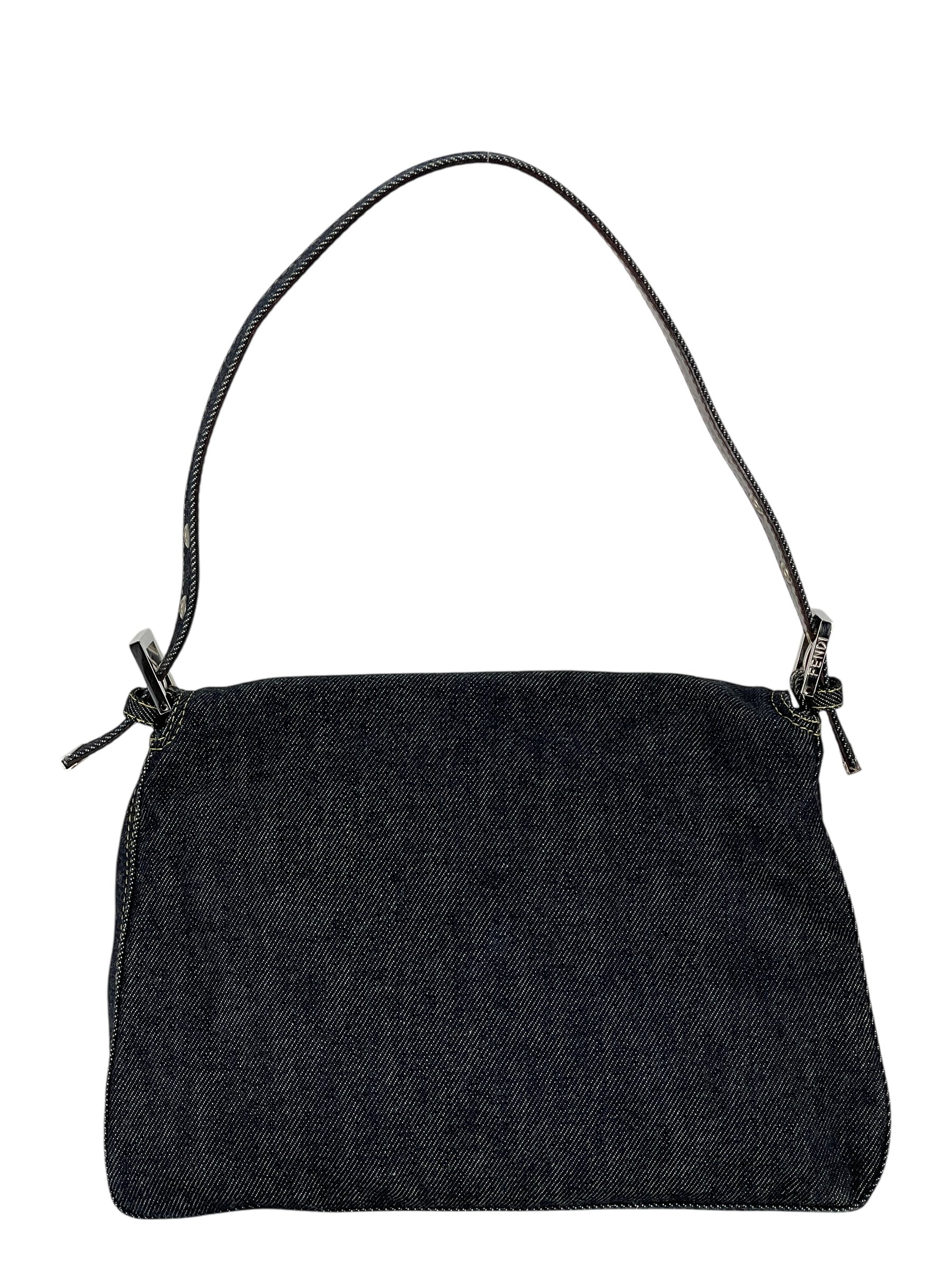 FENDI - Denim Zucca Mamma Baguette Handbag Silver Hardware