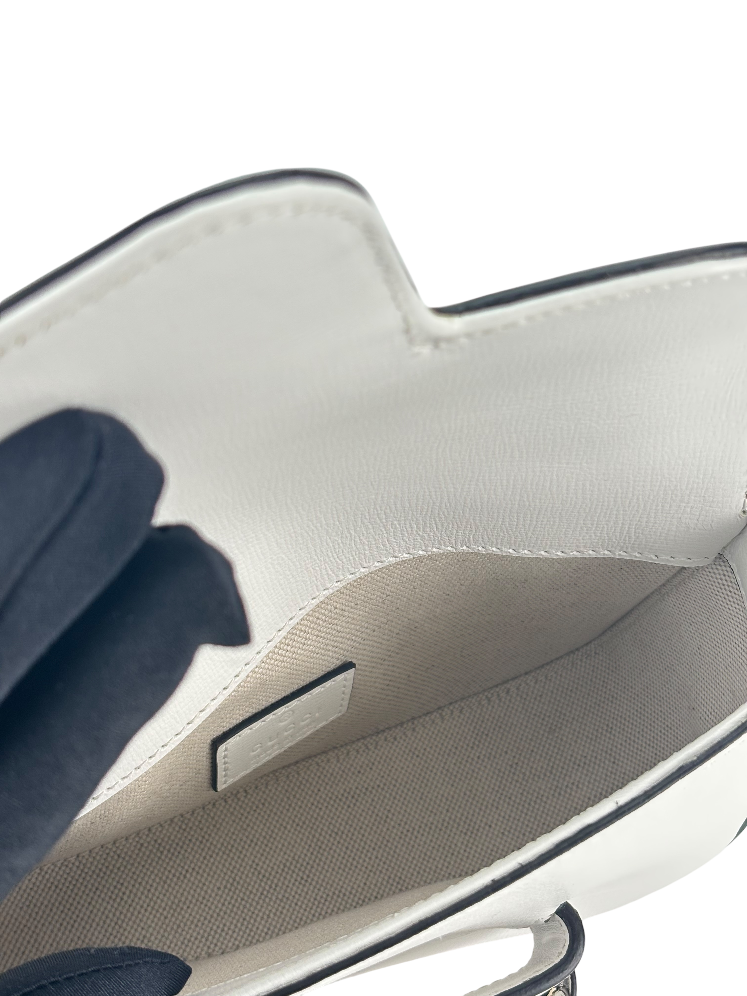 GUCCI - White Horsebit Leather 2-Way Shoulder Bag