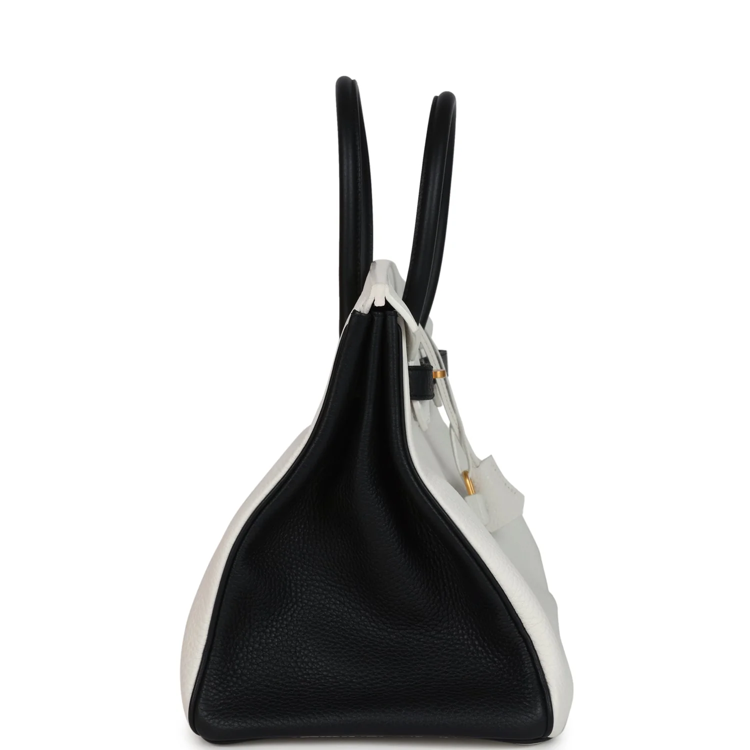 Hermes Special Order (HSS) Birkin 35 White and Black Clemence Brushed Gold Hardware