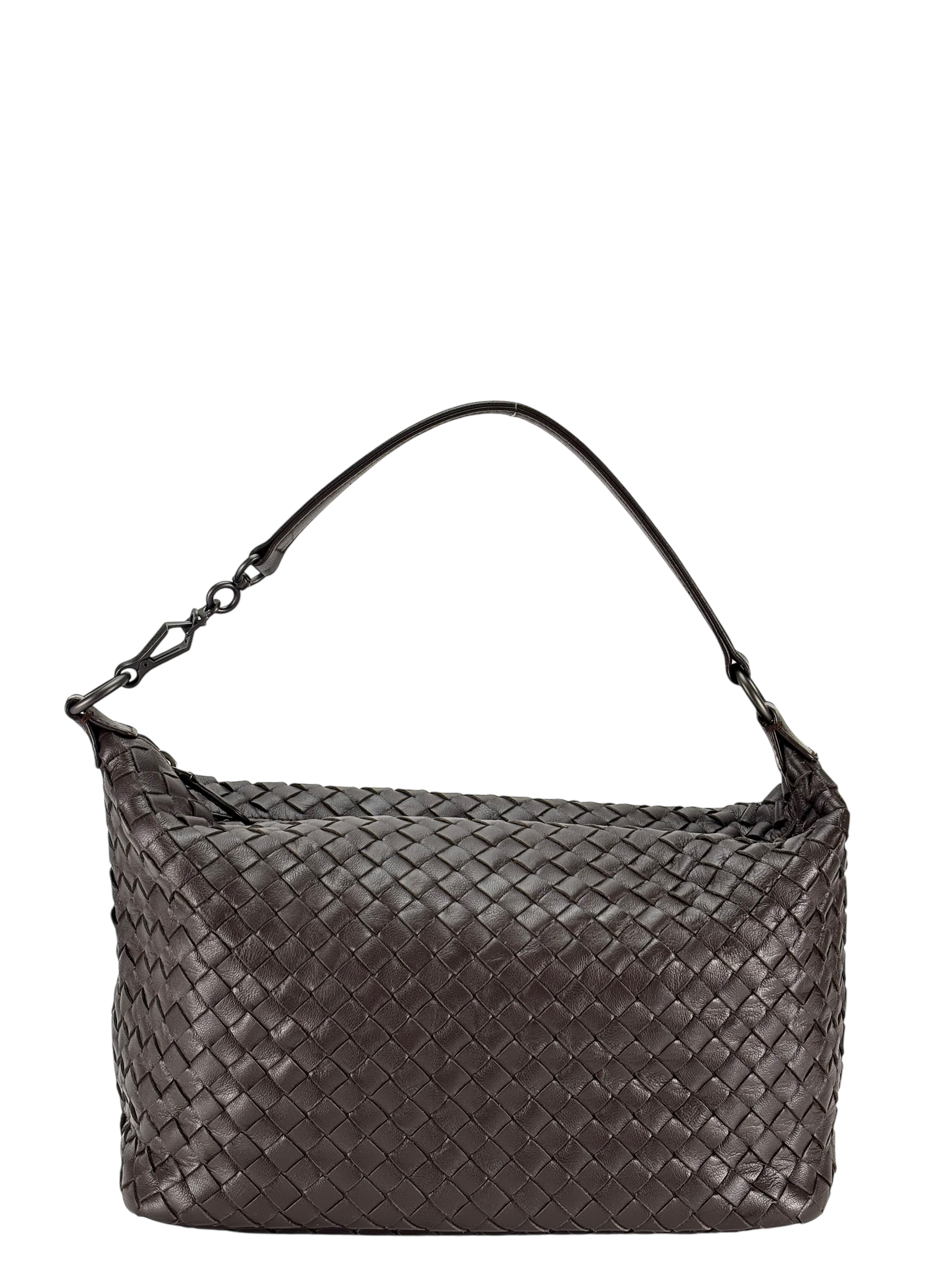 BOTTEGA VENETA - Zip Hobo Intrecciato Nappa Brown Lambskin