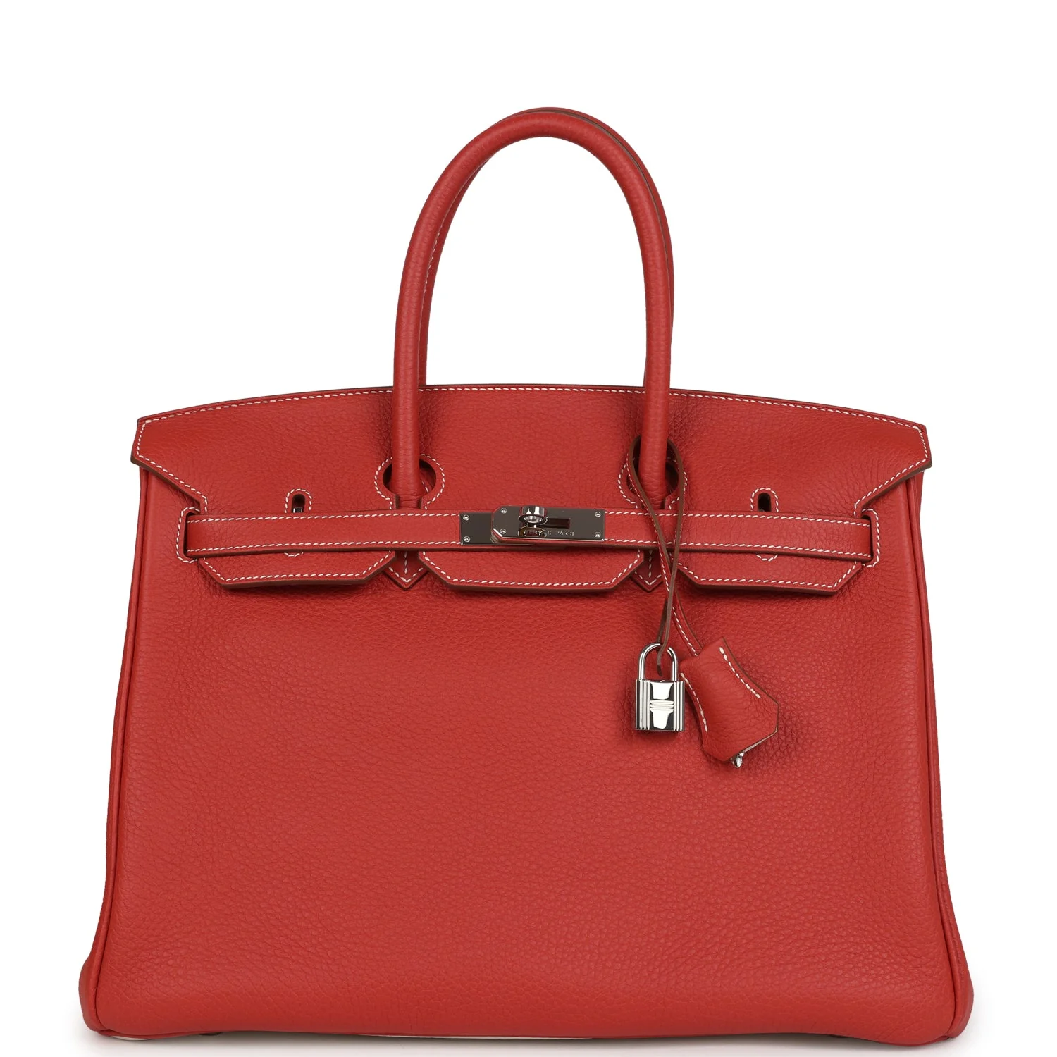 Pre-owned Hermes Birkin 35 Eclat Sanguine and White Clemence Palladium Hardware
