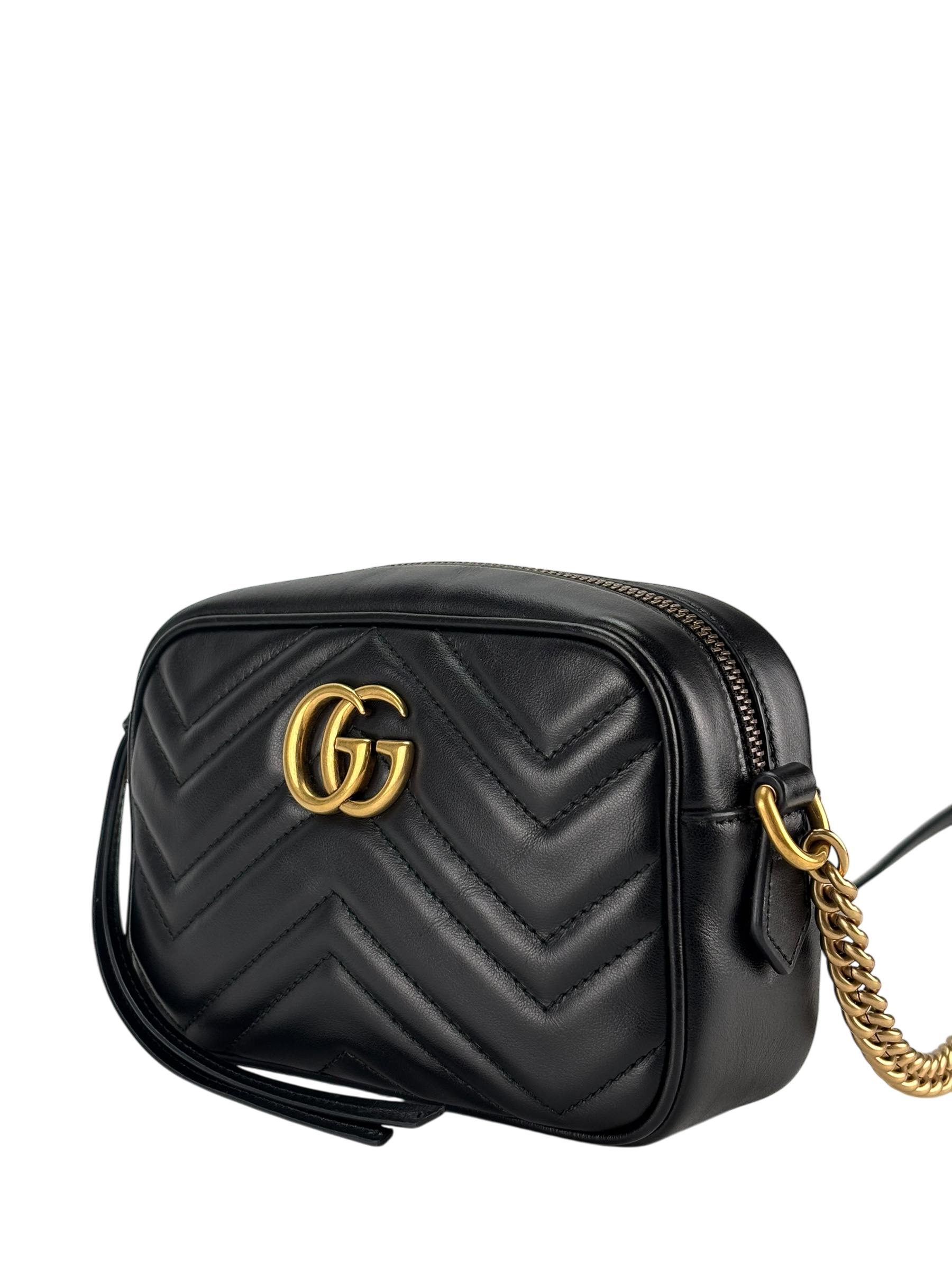 GUCCI - Small Black GG Marmont Matelasse Camera Bag