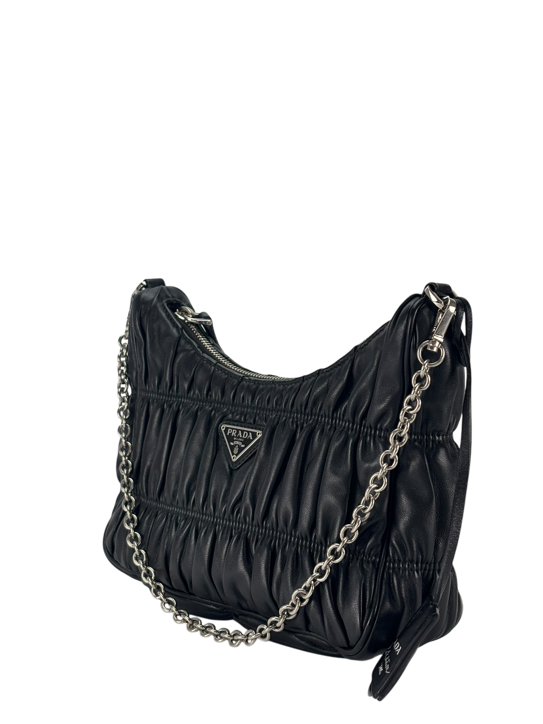 PRADA - Black Leather Re-Edition 2005 Nappa Gaufré Crossbody Bag