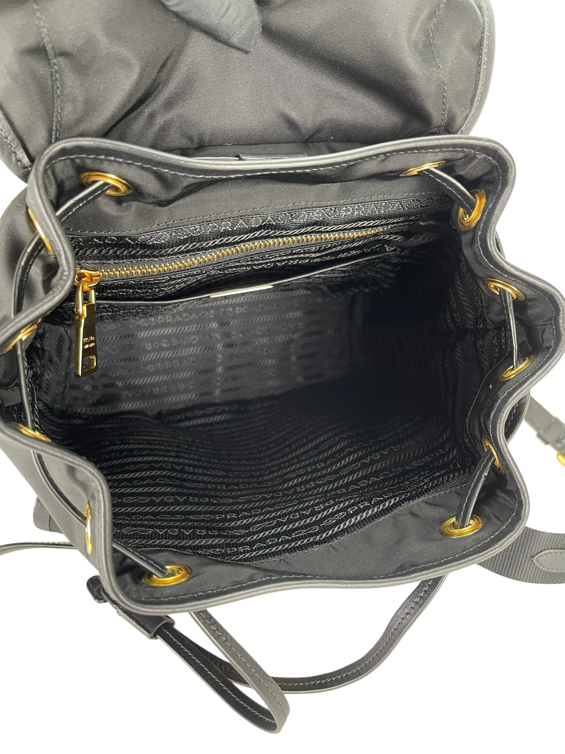 PRADA - Tessuto Nylon Soft Calfskin Small Backpack Black