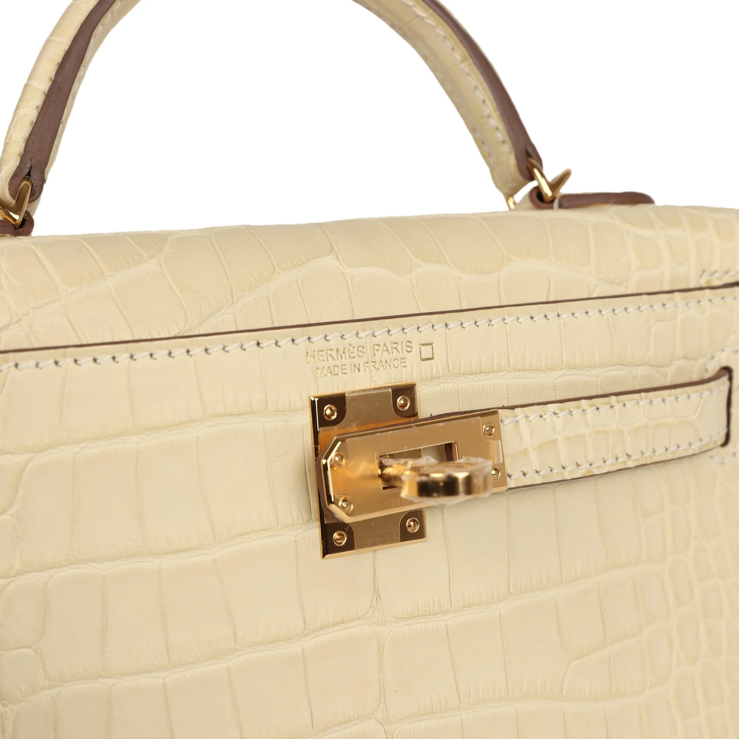 Hermes Kelly Sellier 20 Vanille Matte Alligator Gold Hardware