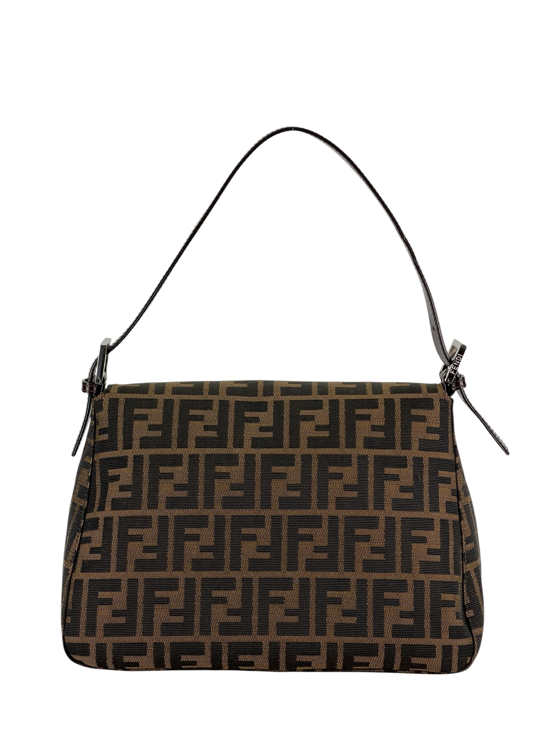 FENDI - Brown Zucca Mamma Baguette Handbag Silver Hardware