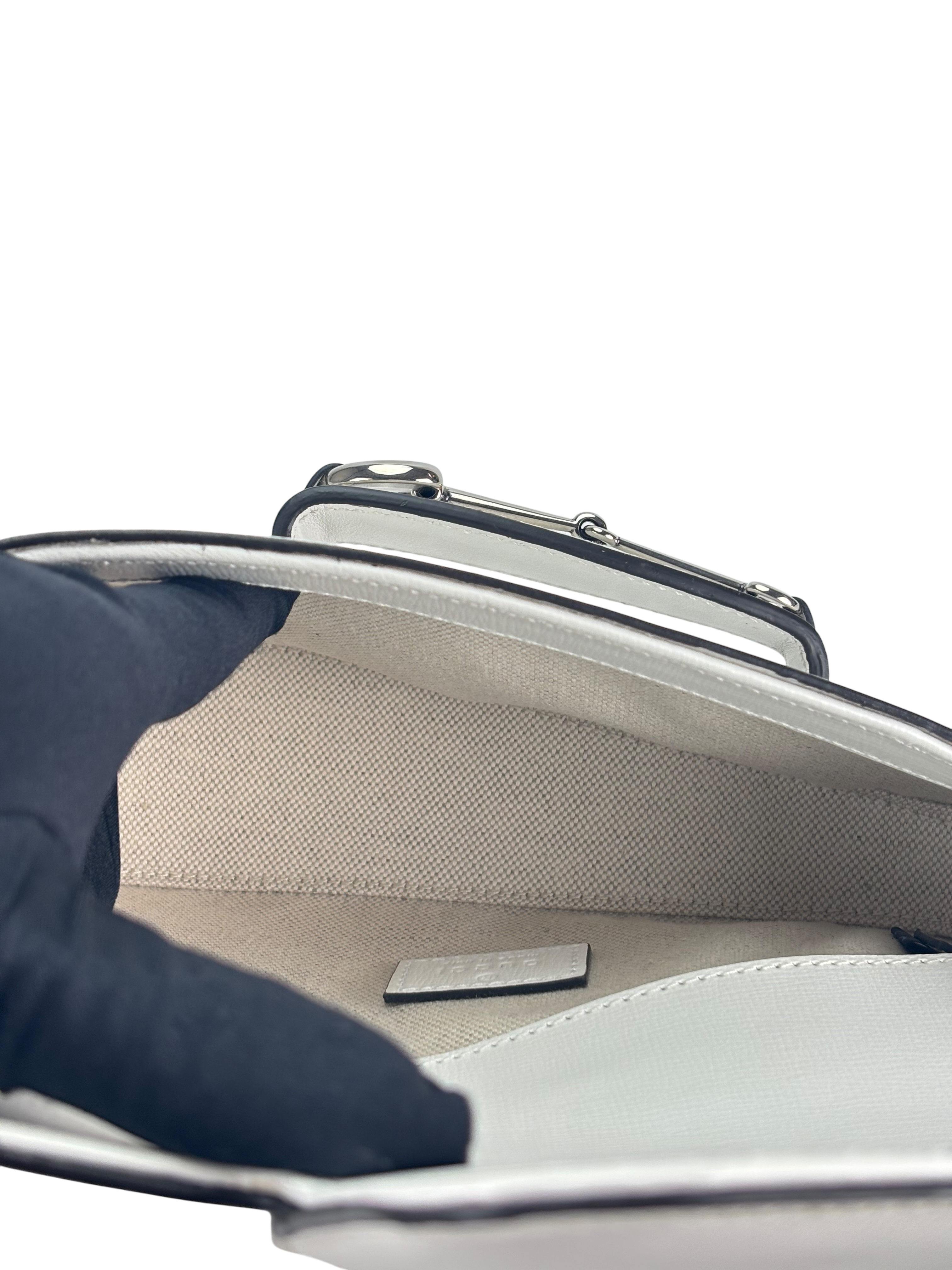 GUCCI - White Horsebit Leather 2-Way Shoulder Bag