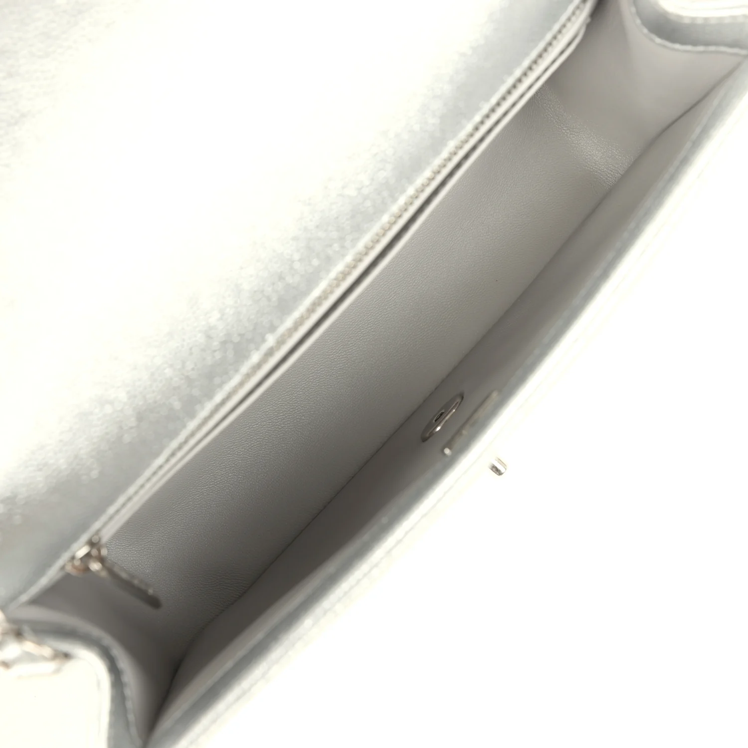 Chanel Small CC Crush Flap Bag Silver Metallic Caviar Silver Hardware