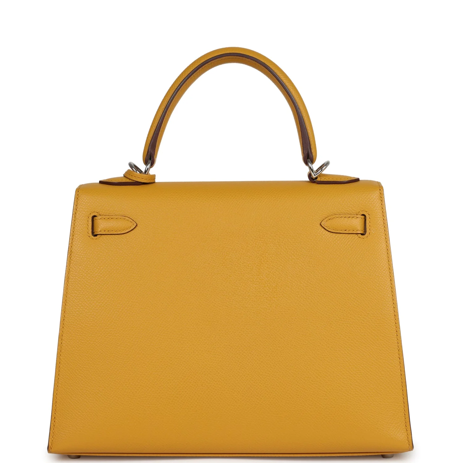 Pre-owned Hermes Kelly Sellier 25 Jaune Ambre Epsom Palladium Hardware