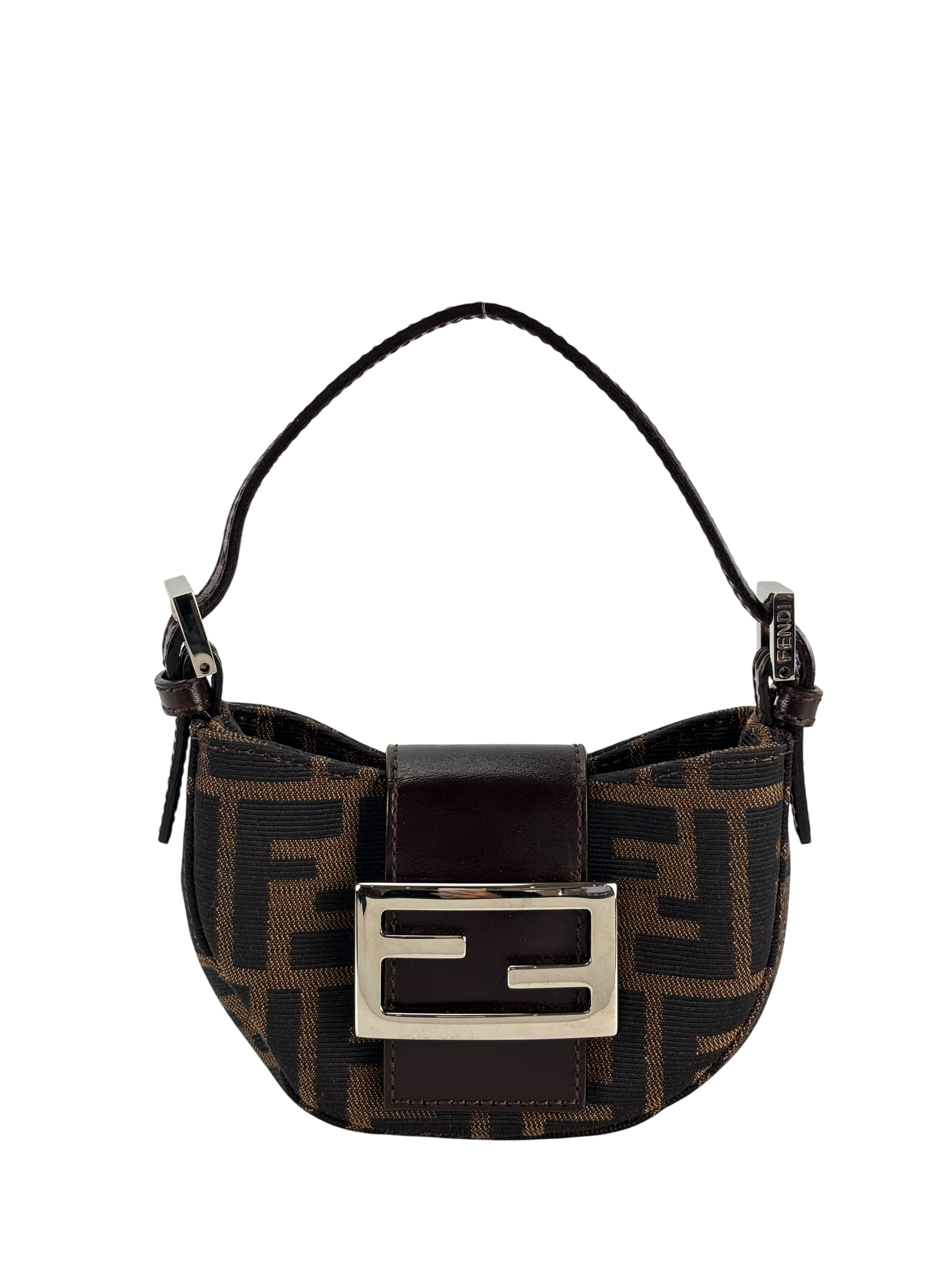 FENDI - Zucca Canvas Mini Croissant Handbag Black Brown