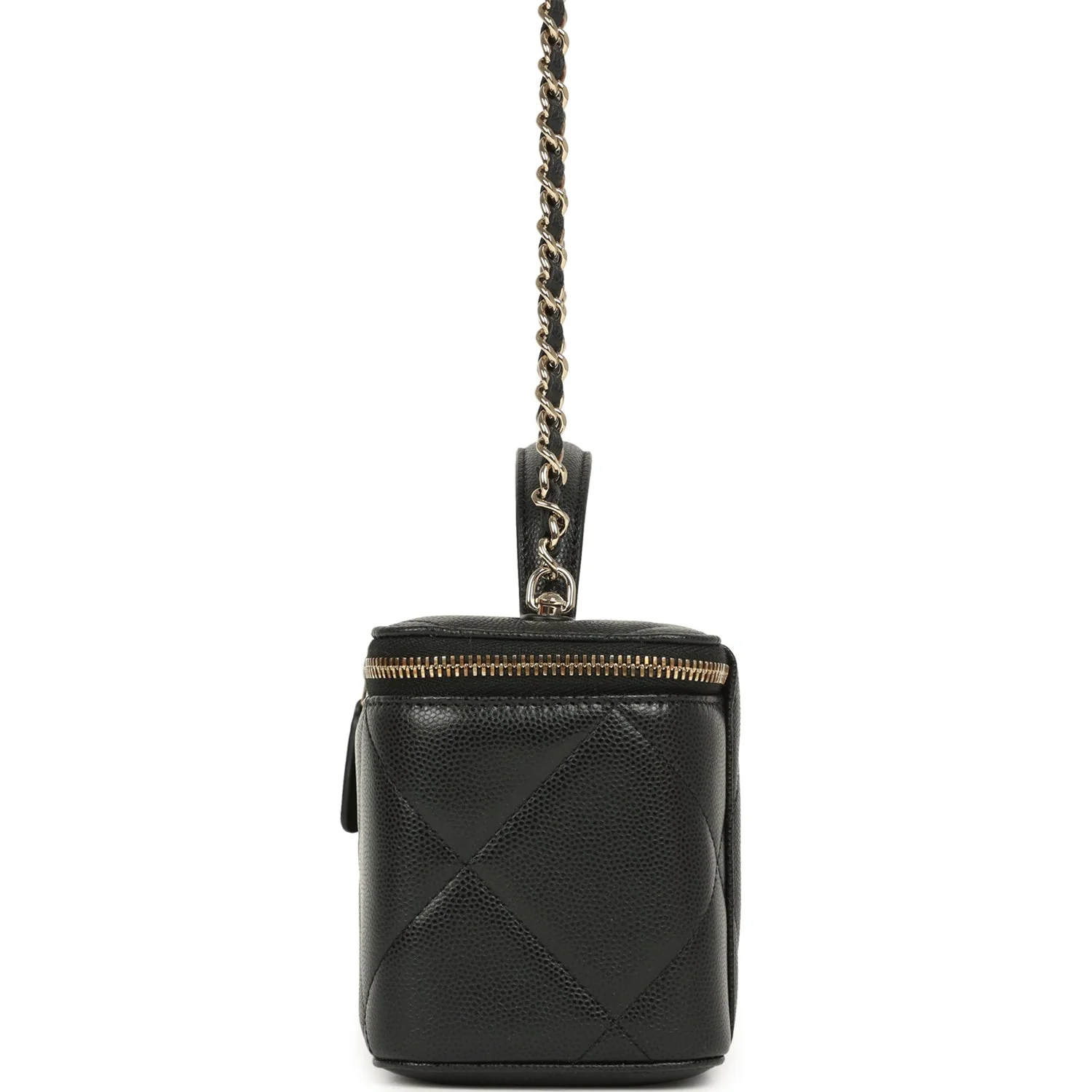Chanel Small Top Handle Vanity Case Black Caviar Light Gold Hardware