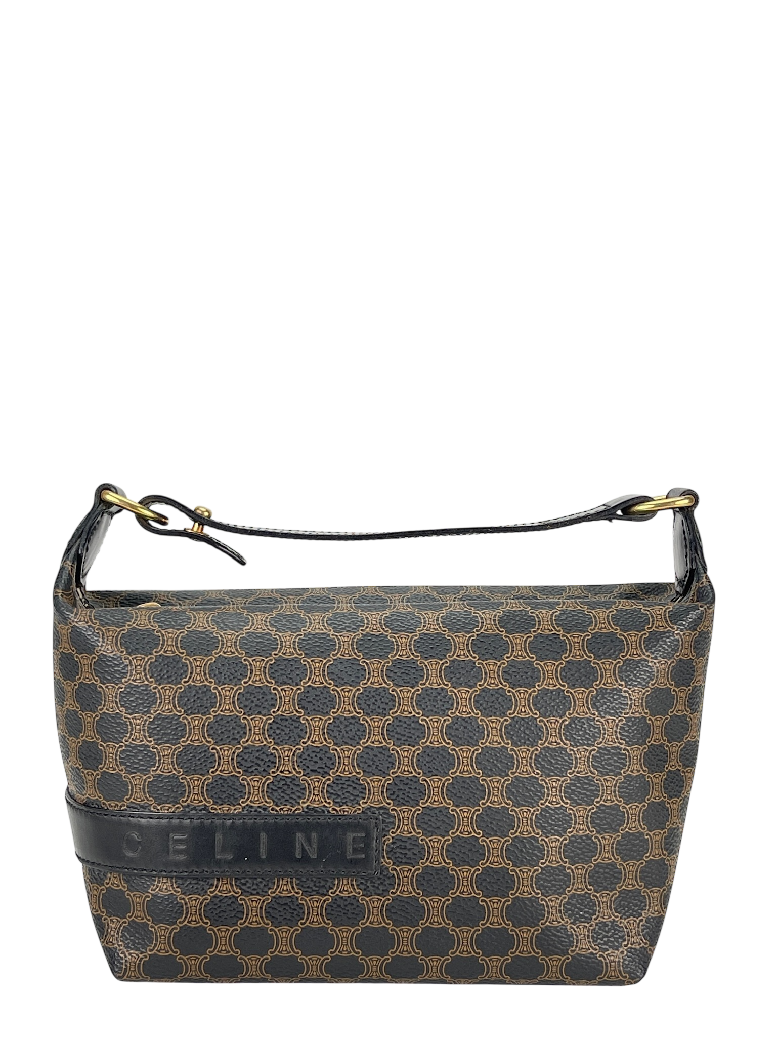 CELINE - Black Brown Macadam Pochette Hobo Bag