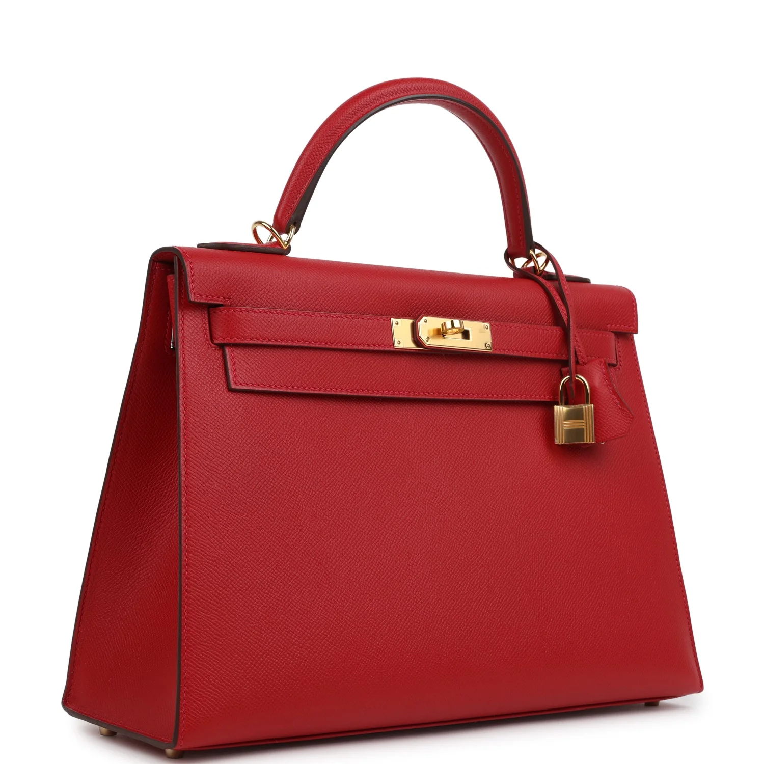 Pre-owned Hermes Kelly Sellier 32 Rouge Casaque Epsom Gold Hardware