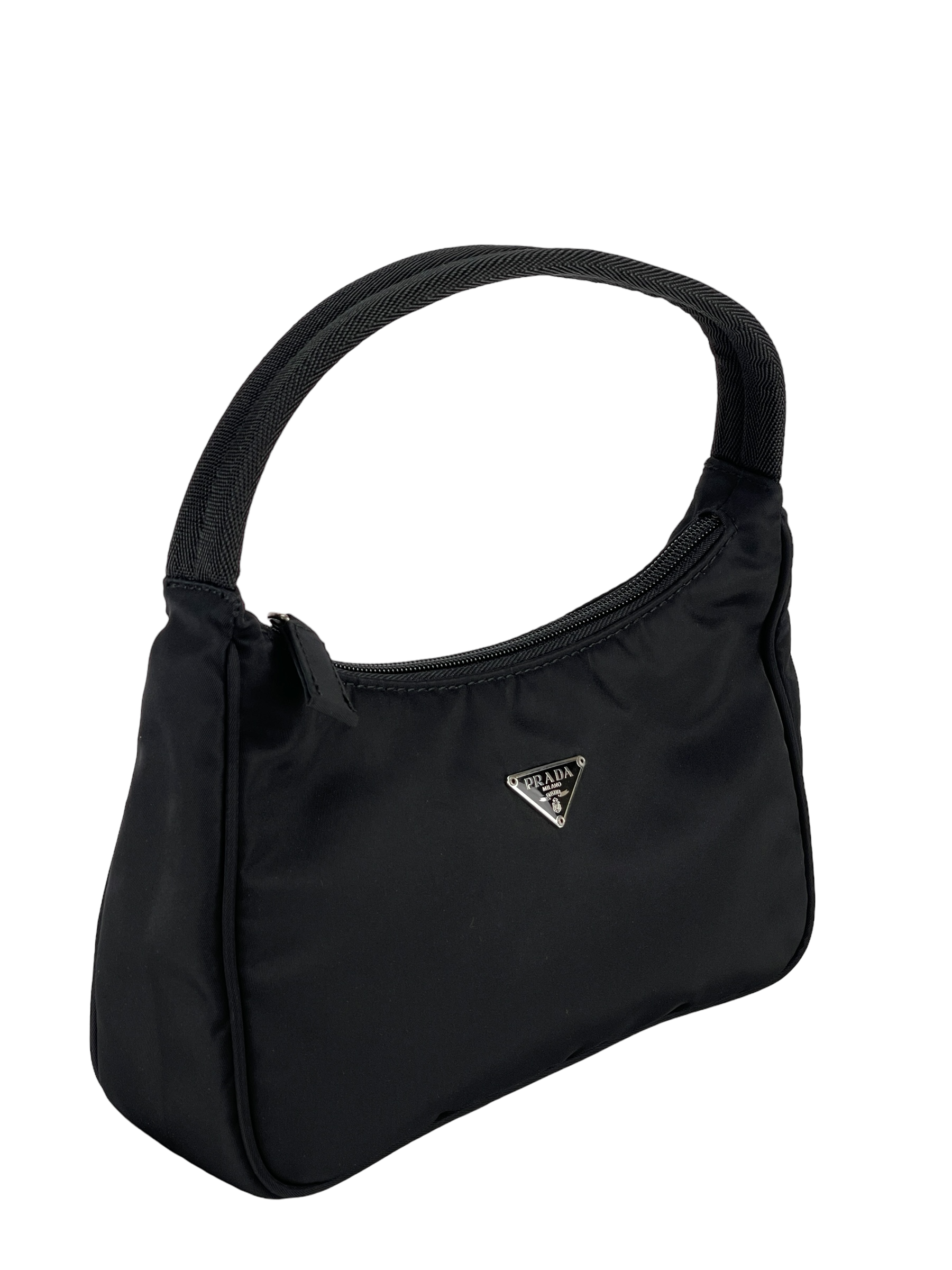 PRADA - Black Nylon Hobo Bag