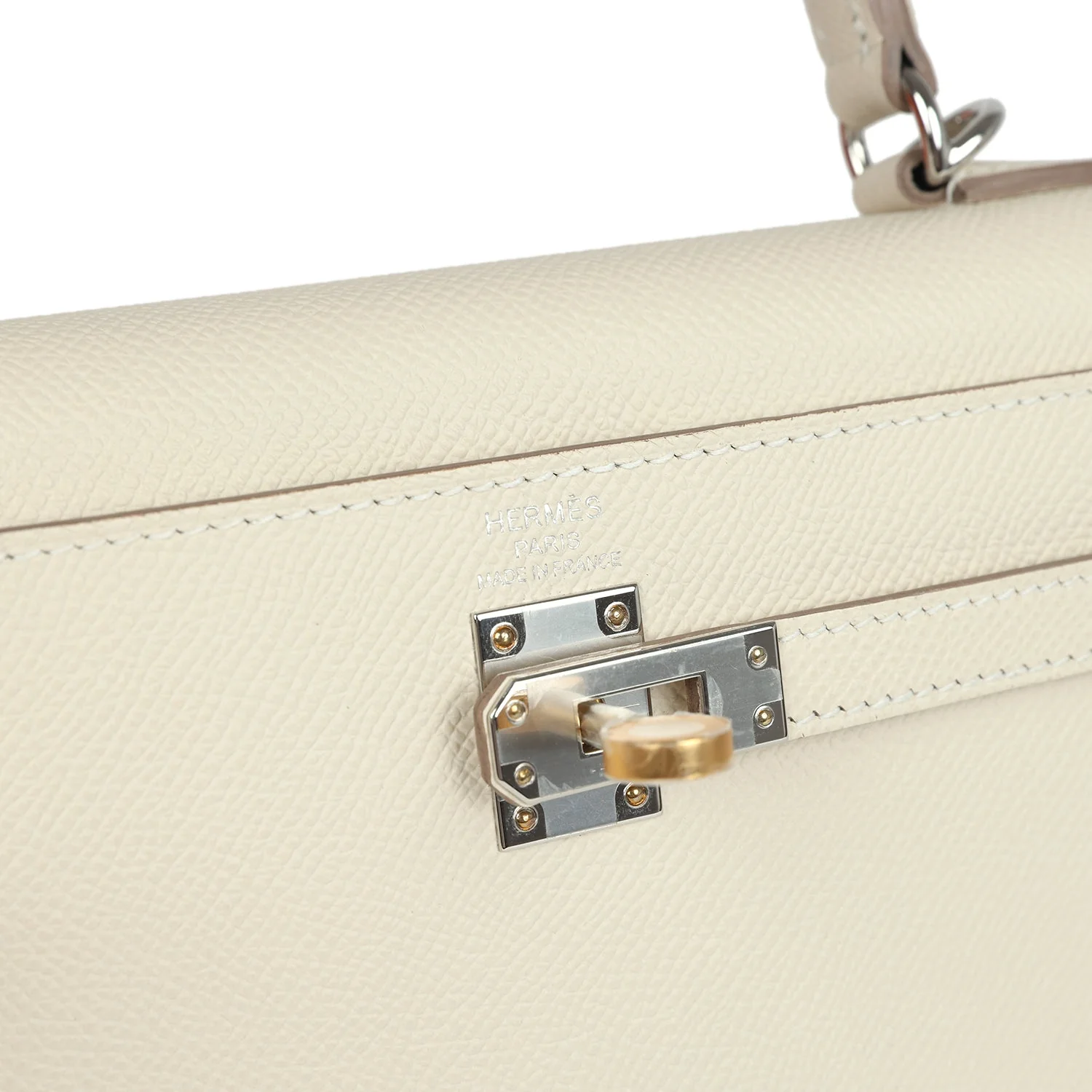 Hermes Kelly Sellier 25 Craie Epsom Electrum Hardware