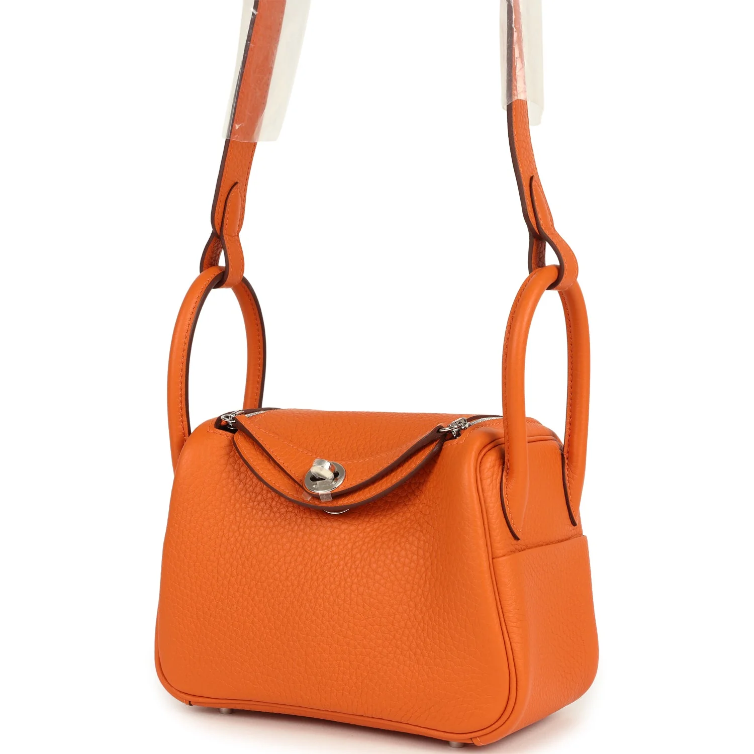 Hermes Mini Lindy II Orange Clemence Palladium Hardware