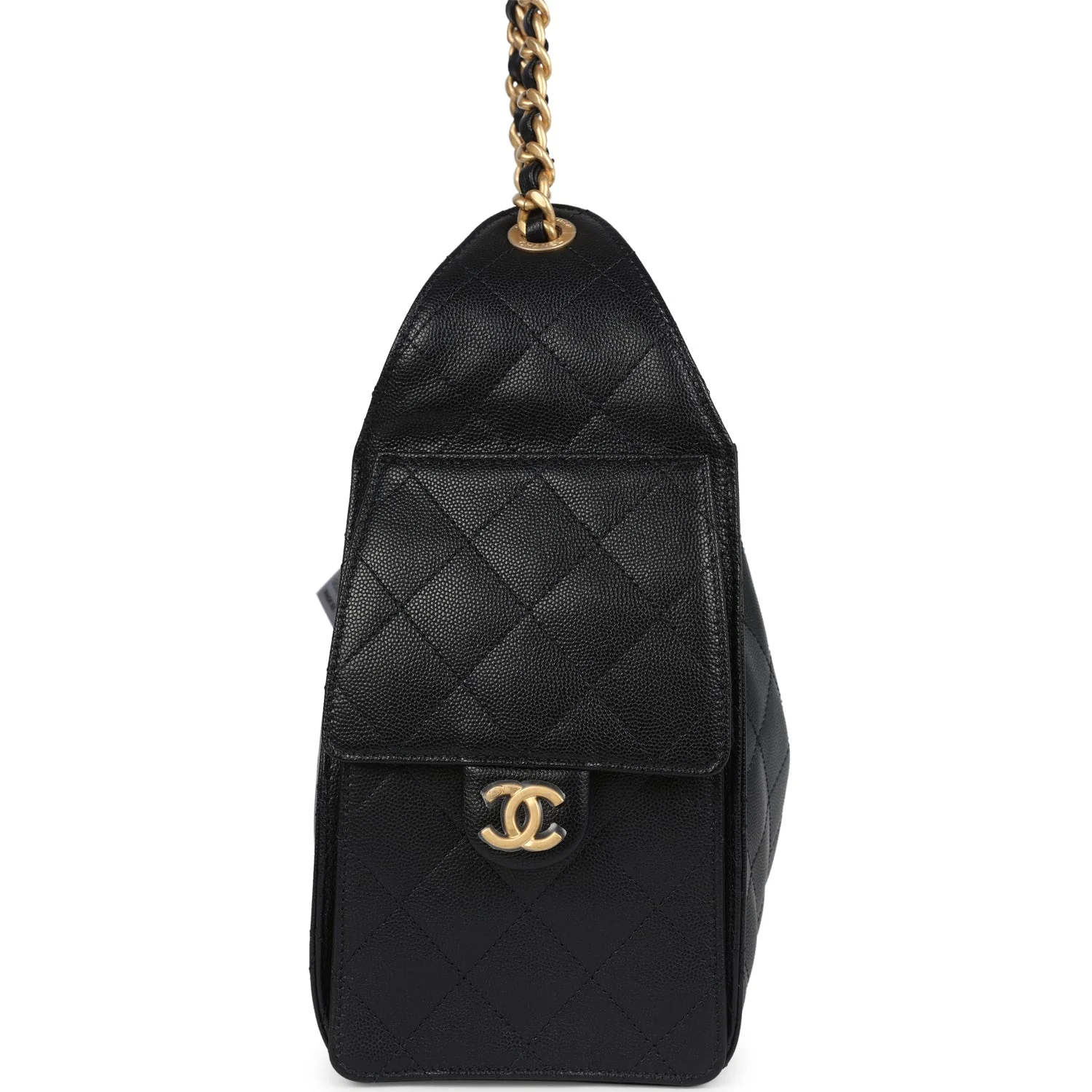 Chanel Small 25 Hobo Bag Black Caviar Antique Gold Hardware
