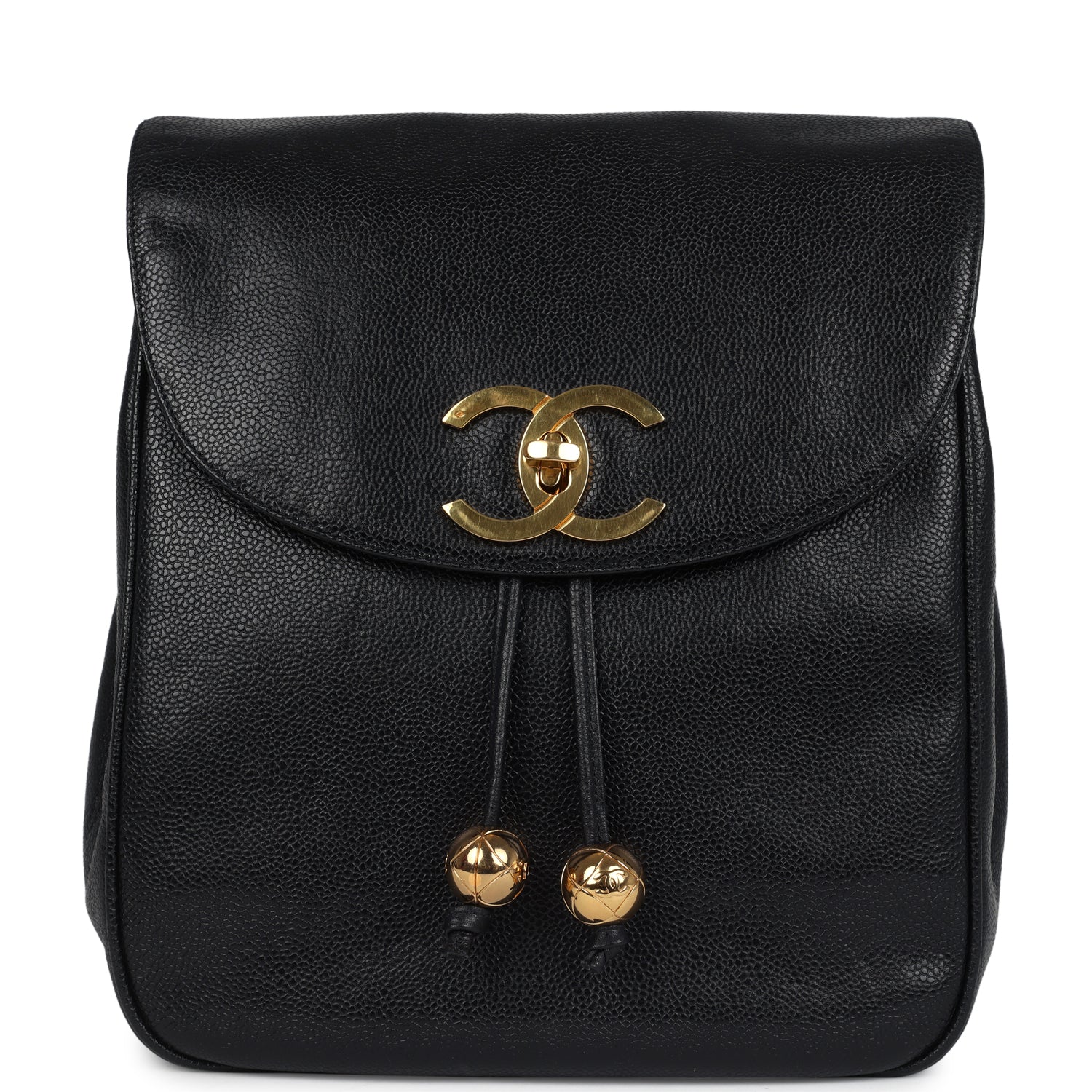 Vintage Chanel Medium CC Backpack Black Caviar Gold Hardware