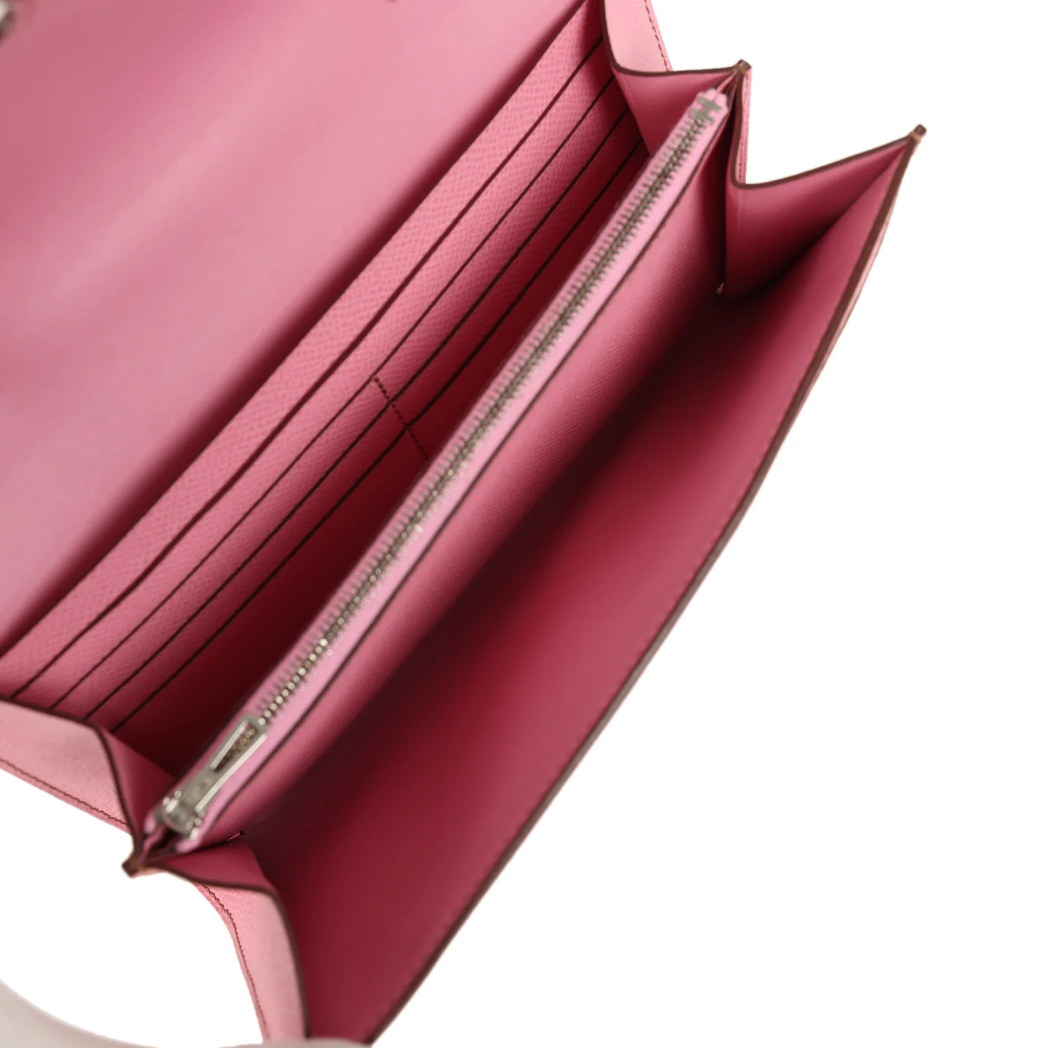 Pre-owned Hermes Constance Wallet To Go Bubblegum Epsom Palladium Hardware