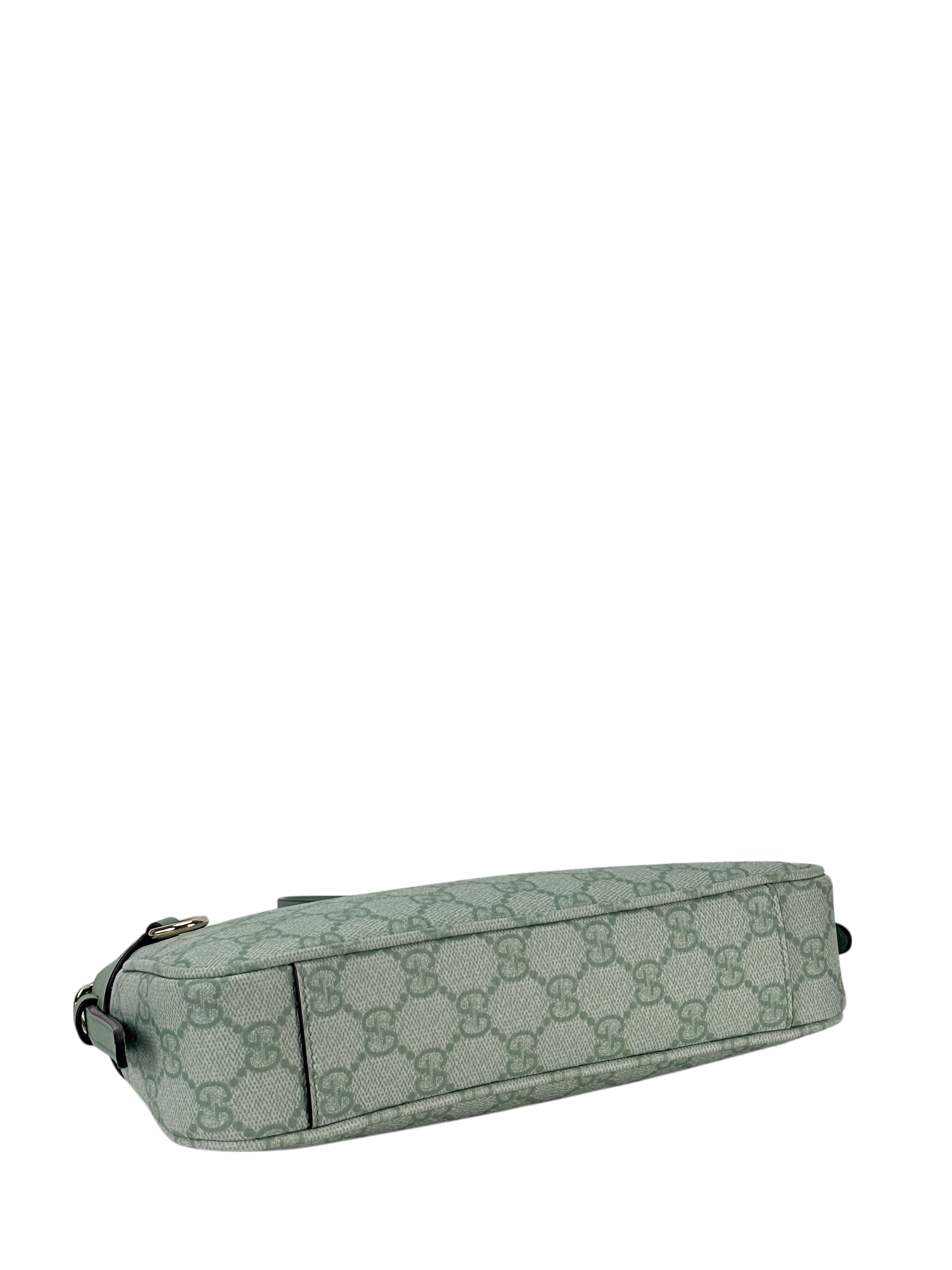 GUCCI - Sage Green Coated Canvas GG Emblem Small Shoulder Bag