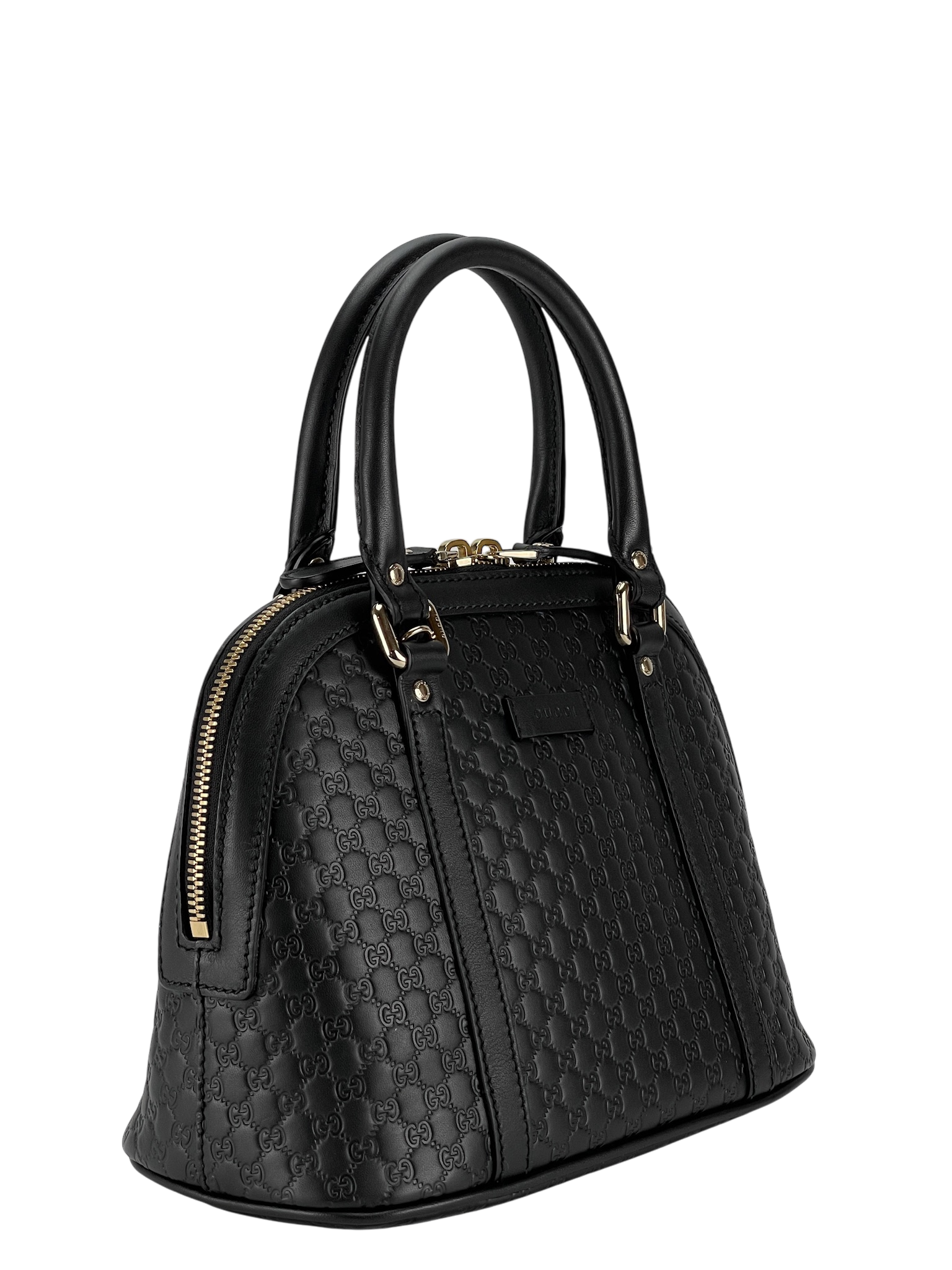 GUCCI - Black Calfskin Micro Guccissima Leather Dome Bag